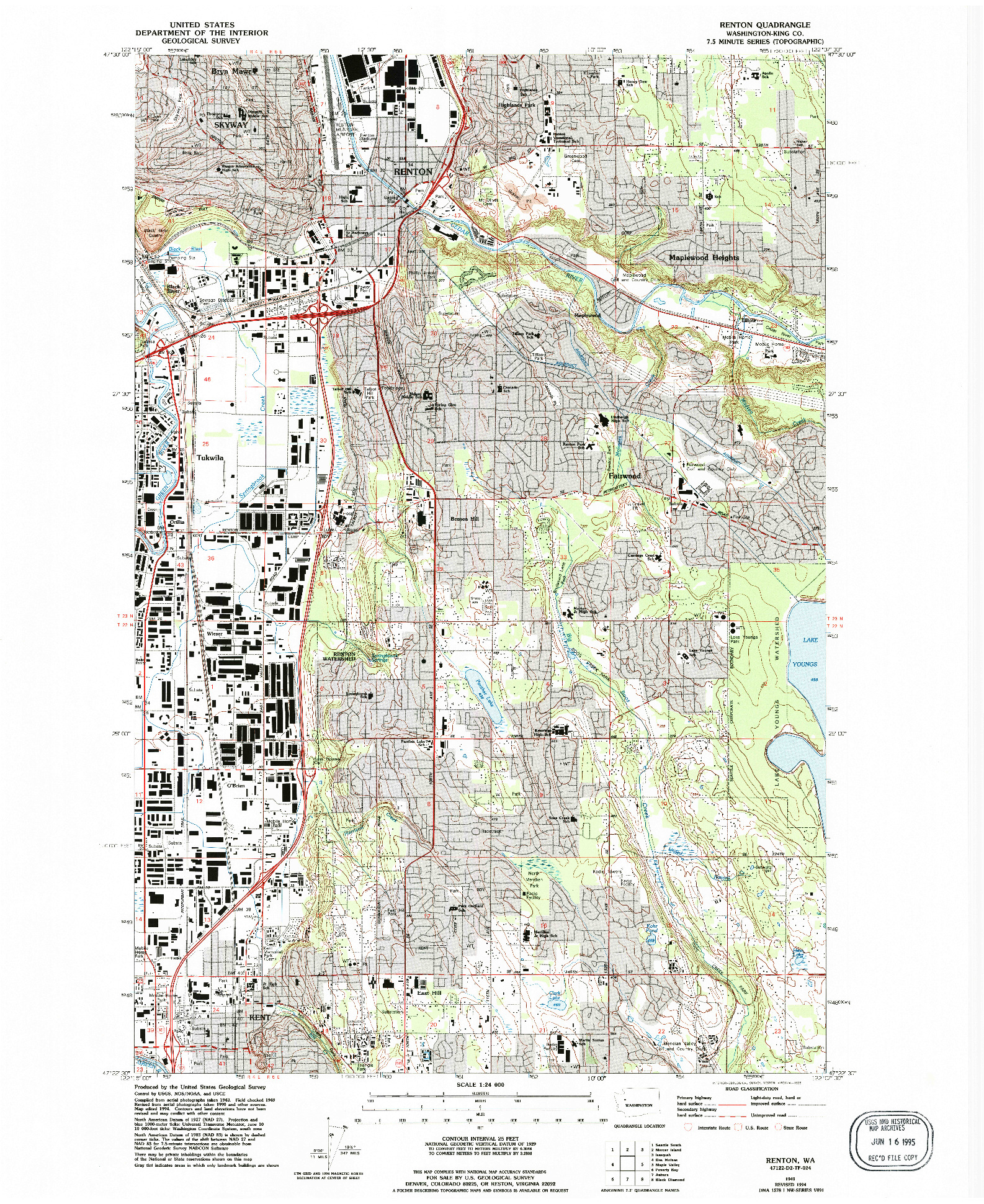 USGS 1:24000-SCALE QUADRANGLE FOR RENTON, WA 1949