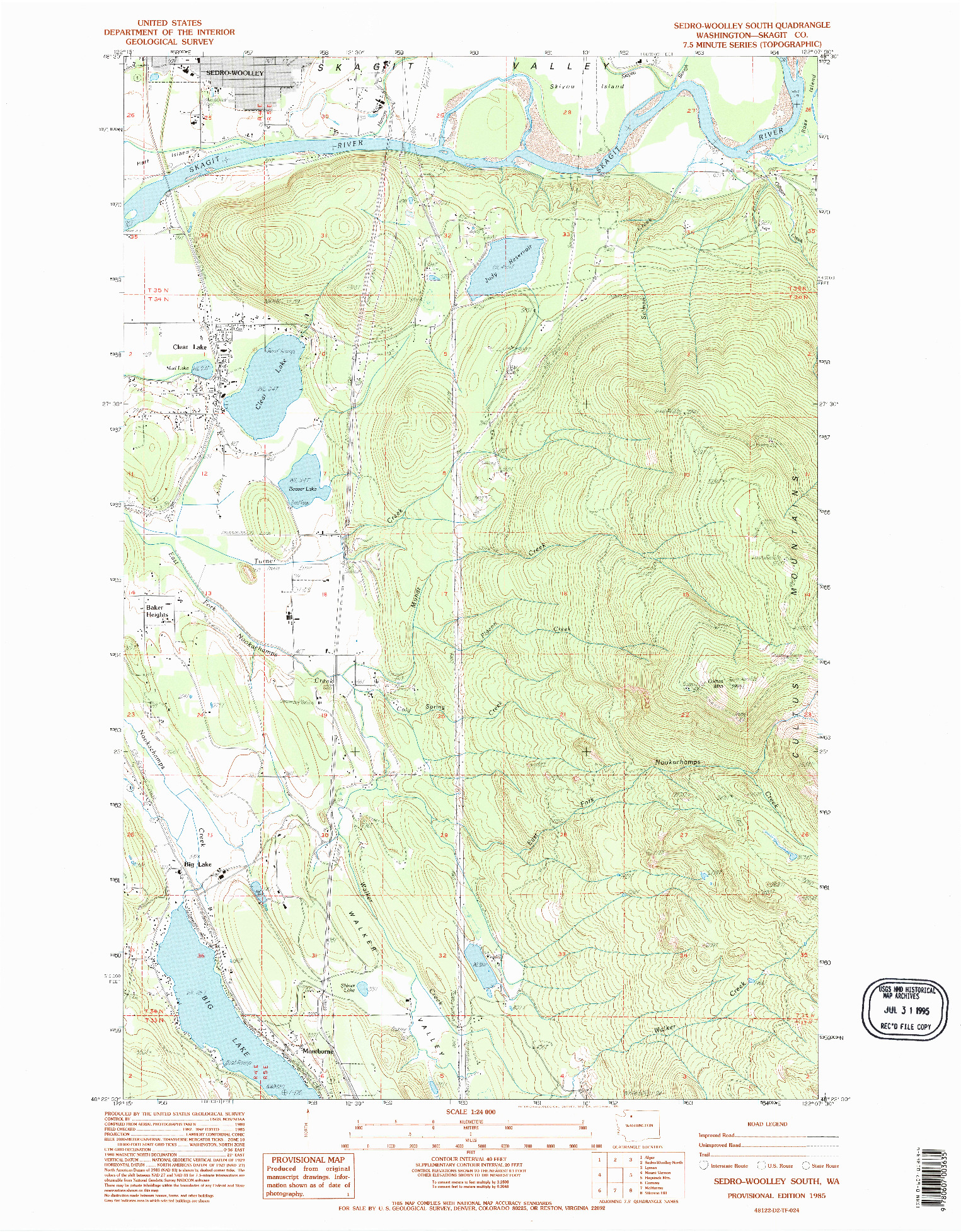 USGS 1:24000-SCALE QUADRANGLE FOR SEDRO-WOOLLEY SOUTH, WA 1985