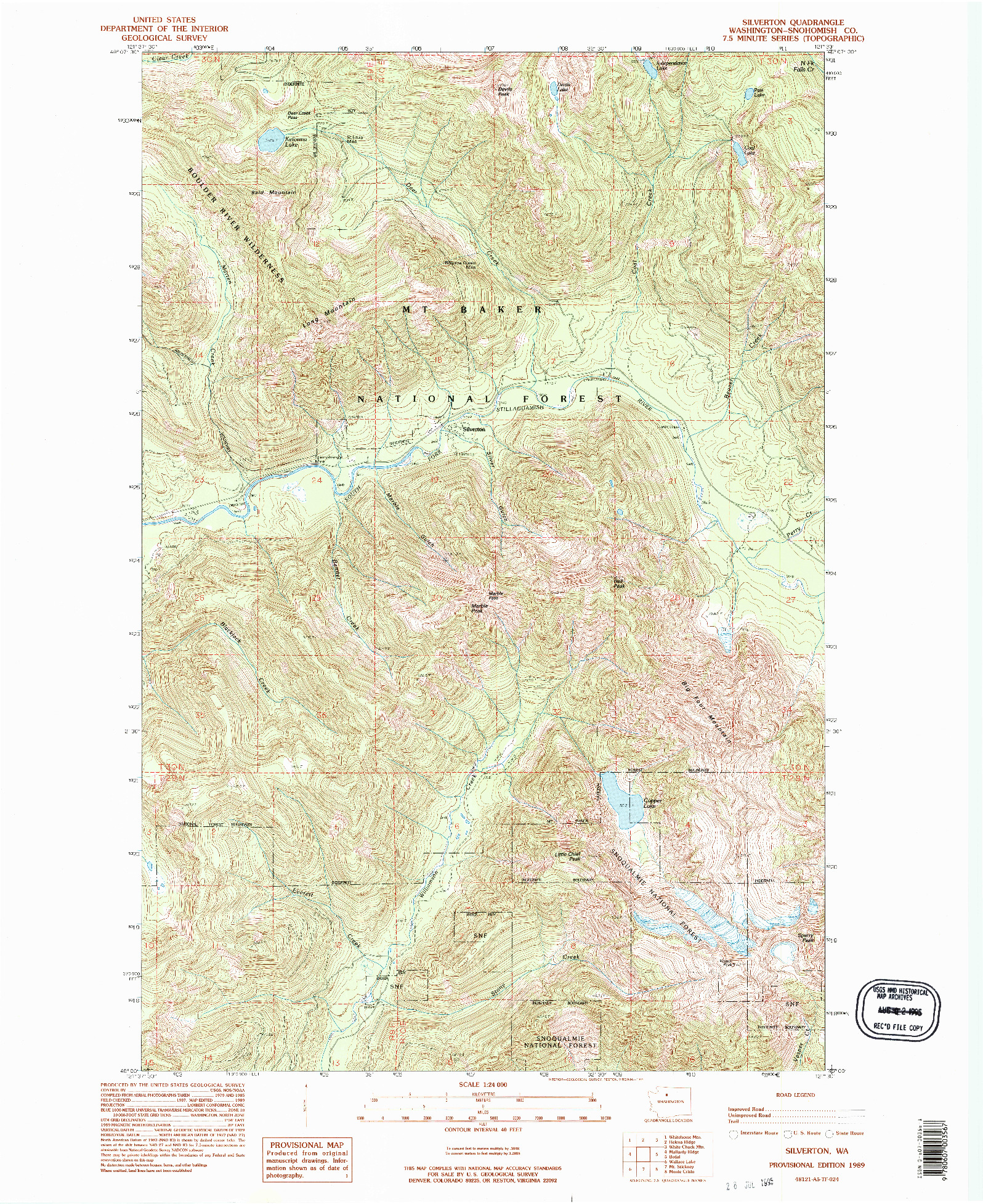 USGS 1:24000-SCALE QUADRANGLE FOR SILVERTON, WA 1989