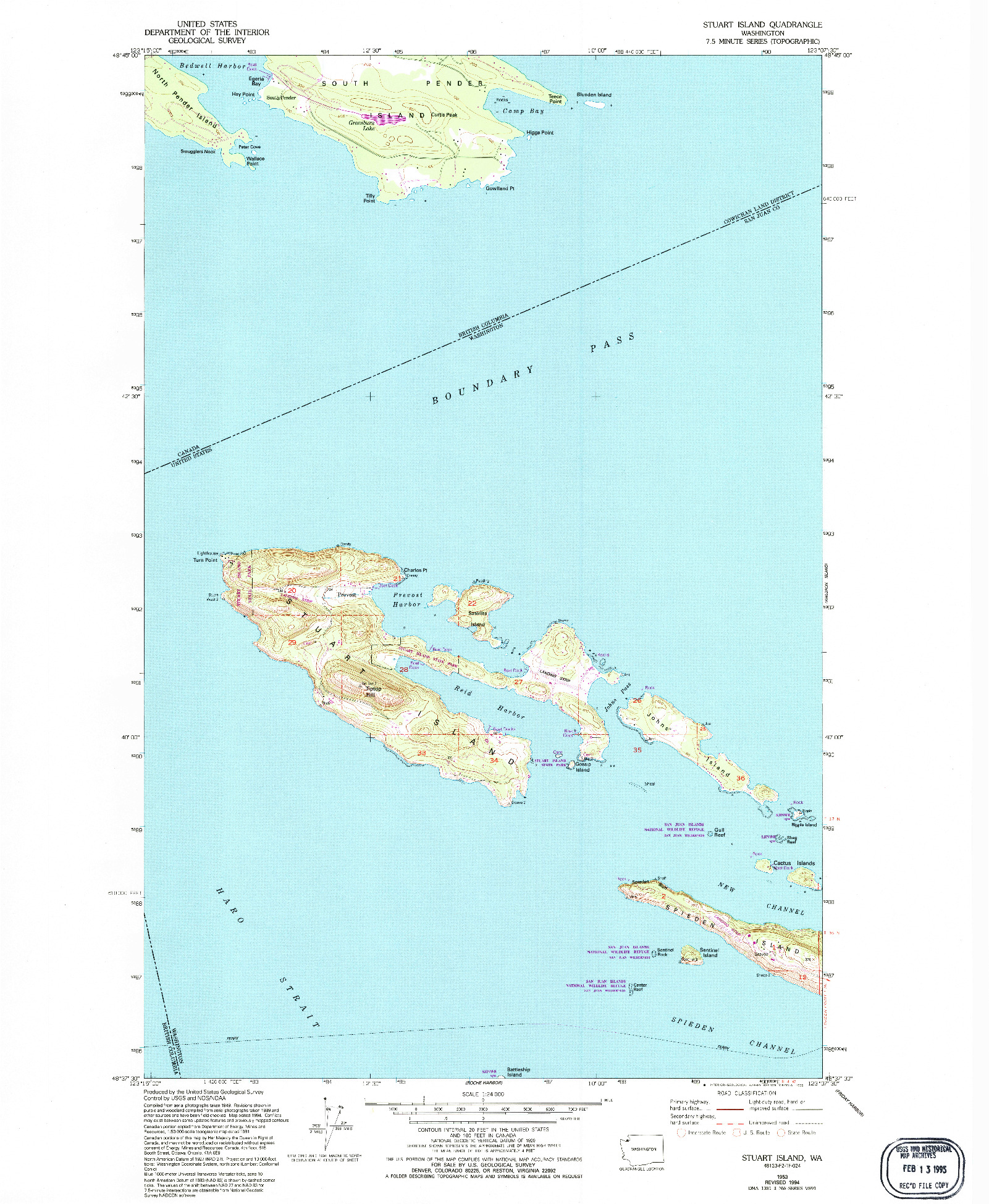 USGS 1:24000-SCALE QUADRANGLE FOR STUART ISLAND, WA 1953