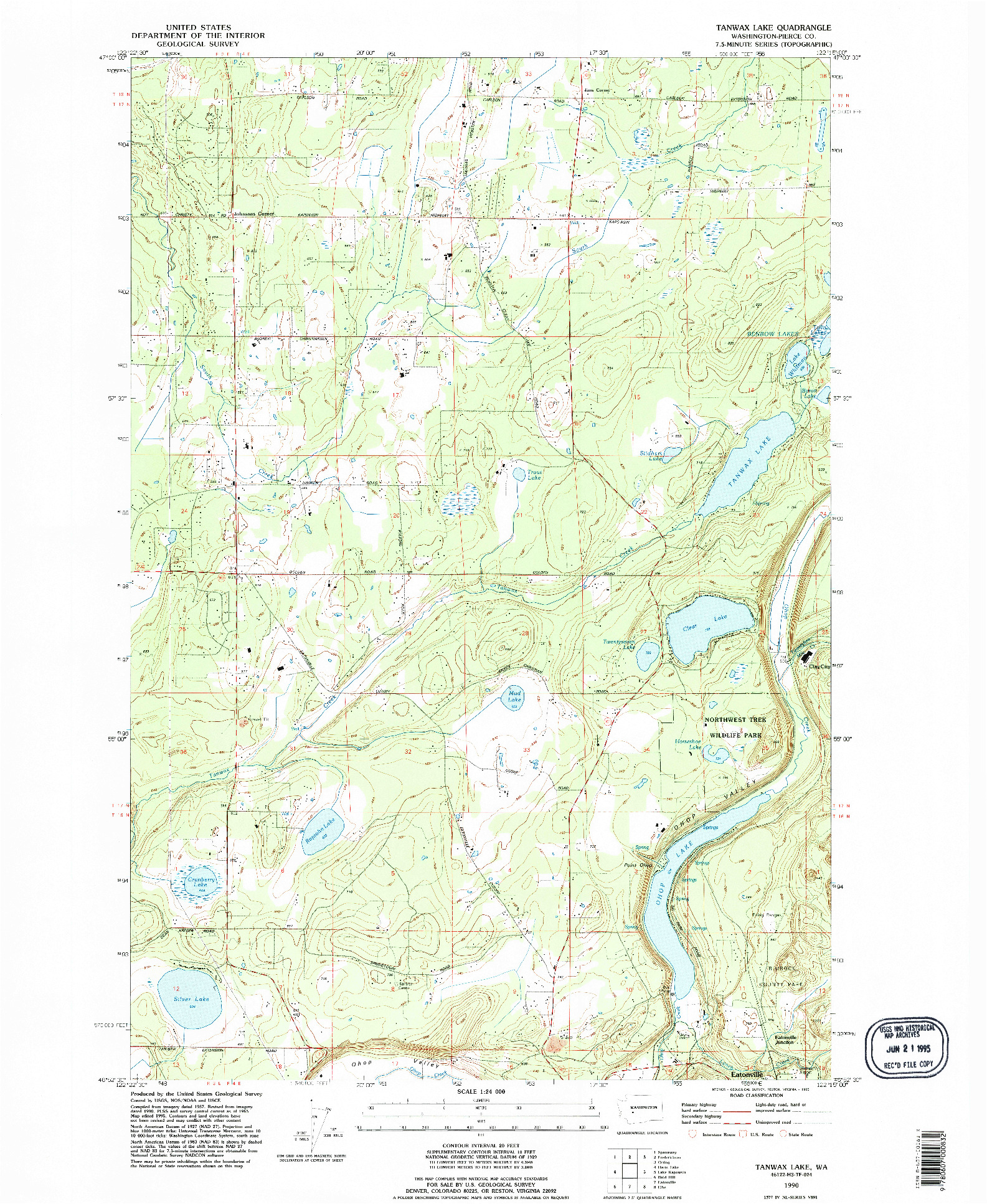 USGS 1:24000-SCALE QUADRANGLE FOR TANWAX LAKE, WA 1990