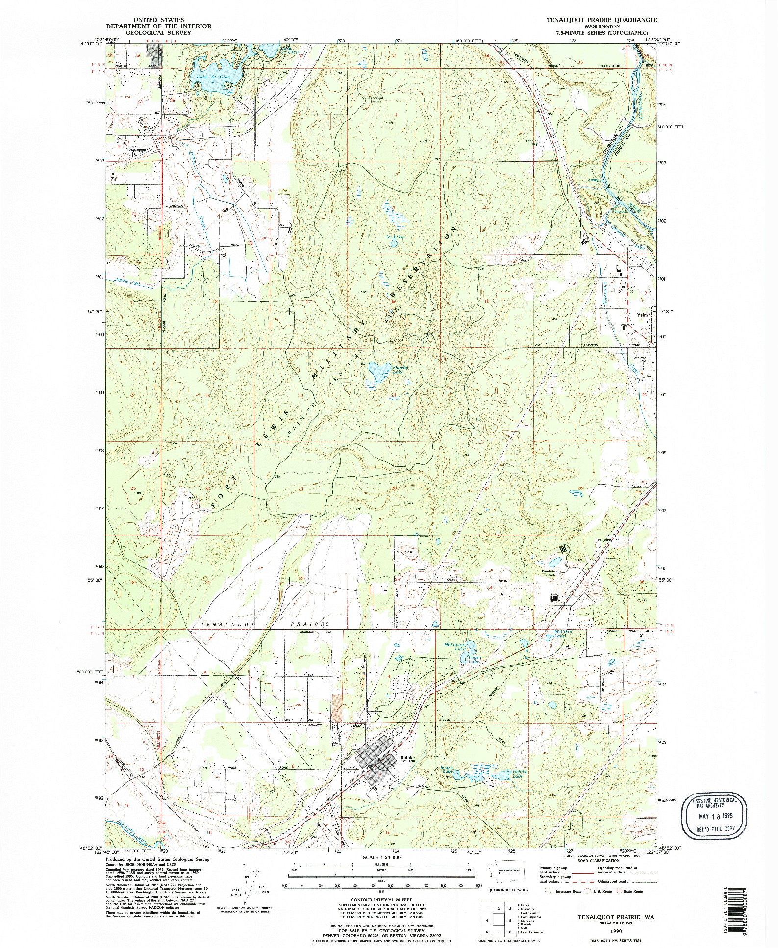 USGS 1:24000-SCALE QUADRANGLE FOR TENALQUOT PRAIRIE, WA 1990