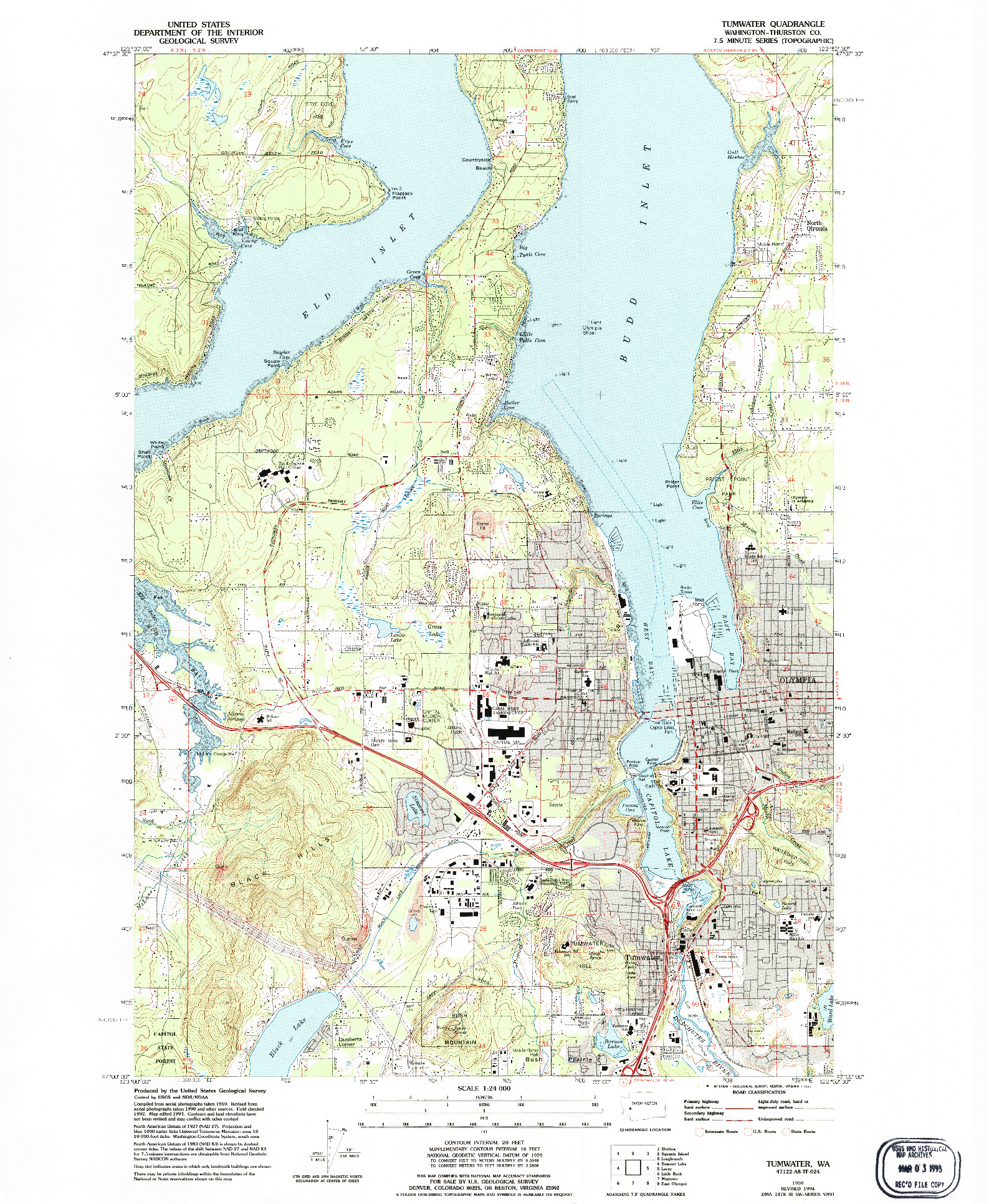 USGS 1:24000-SCALE QUADRANGLE FOR TUMWATER, WA 1959