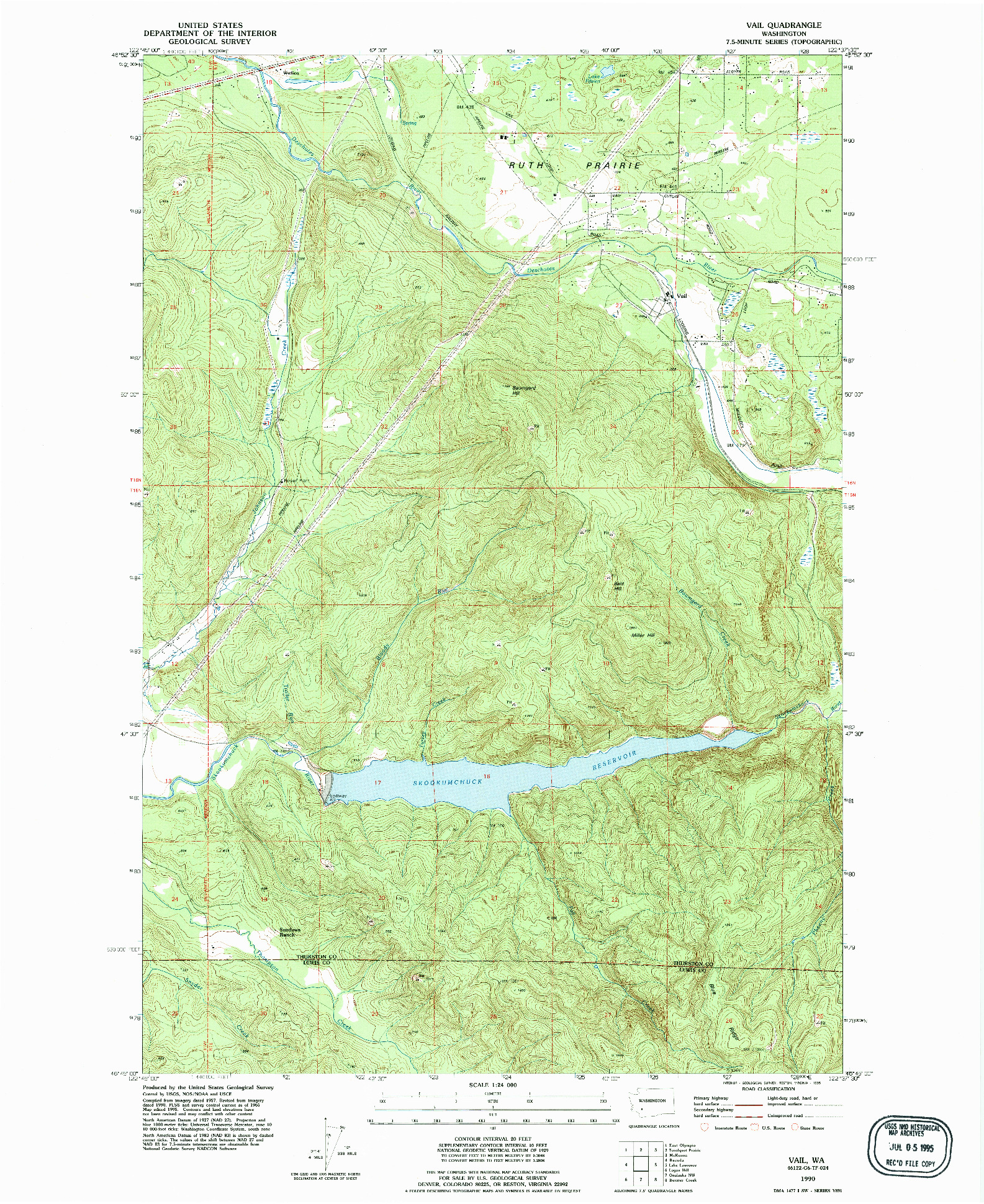 USGS 1:24000-SCALE QUADRANGLE FOR VAIL, WA 1990