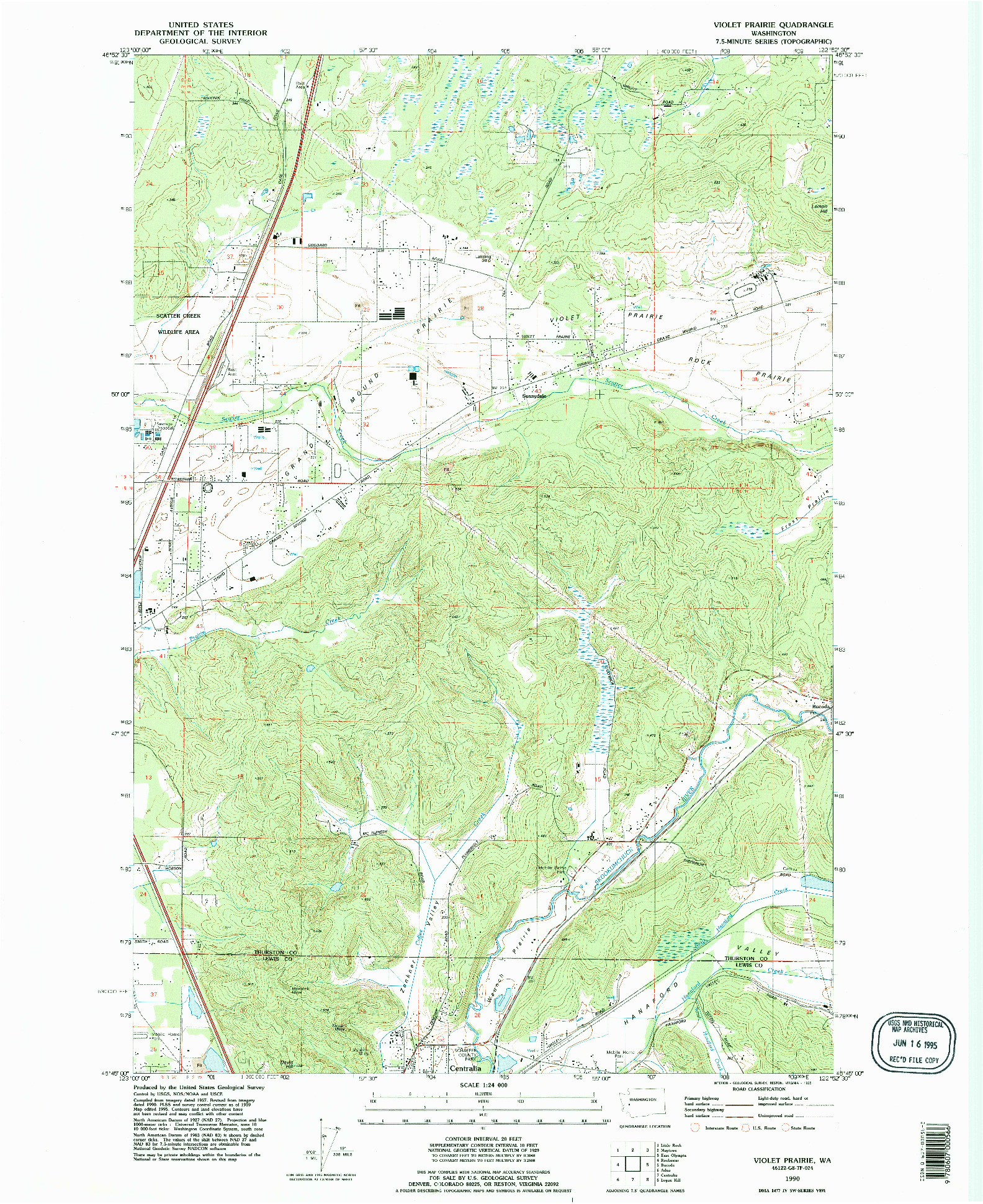 USGS 1:24000-SCALE QUADRANGLE FOR VIOLET PRAIRIE, WA 1990