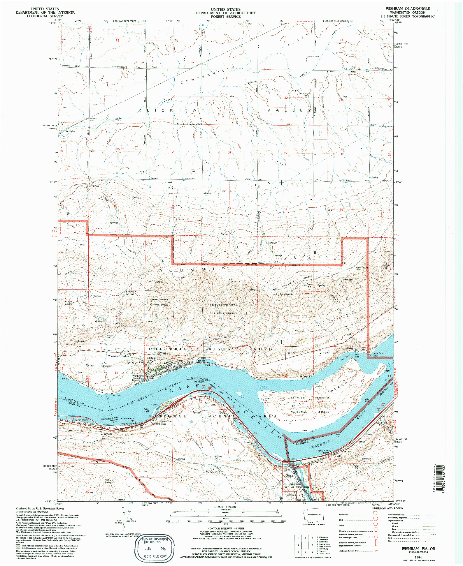 USGS 1:24000-SCALE QUADRANGLE FOR WISHRAM, WA 1994