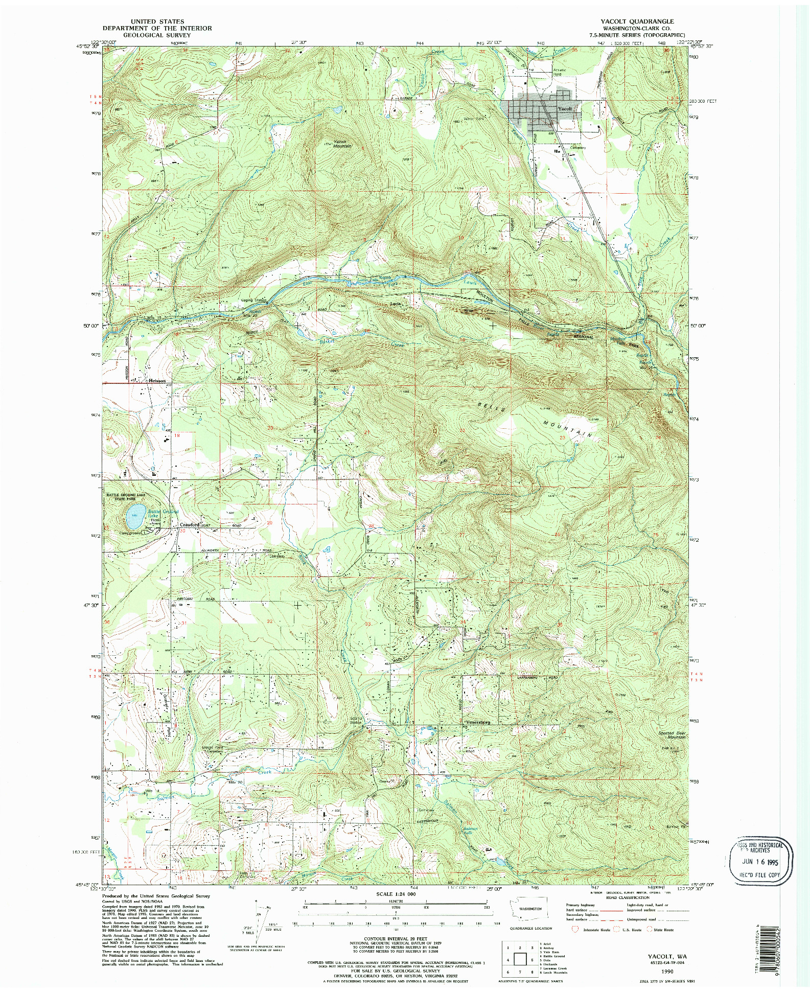 USGS 1:24000-SCALE QUADRANGLE FOR YACOLT, WA 1990