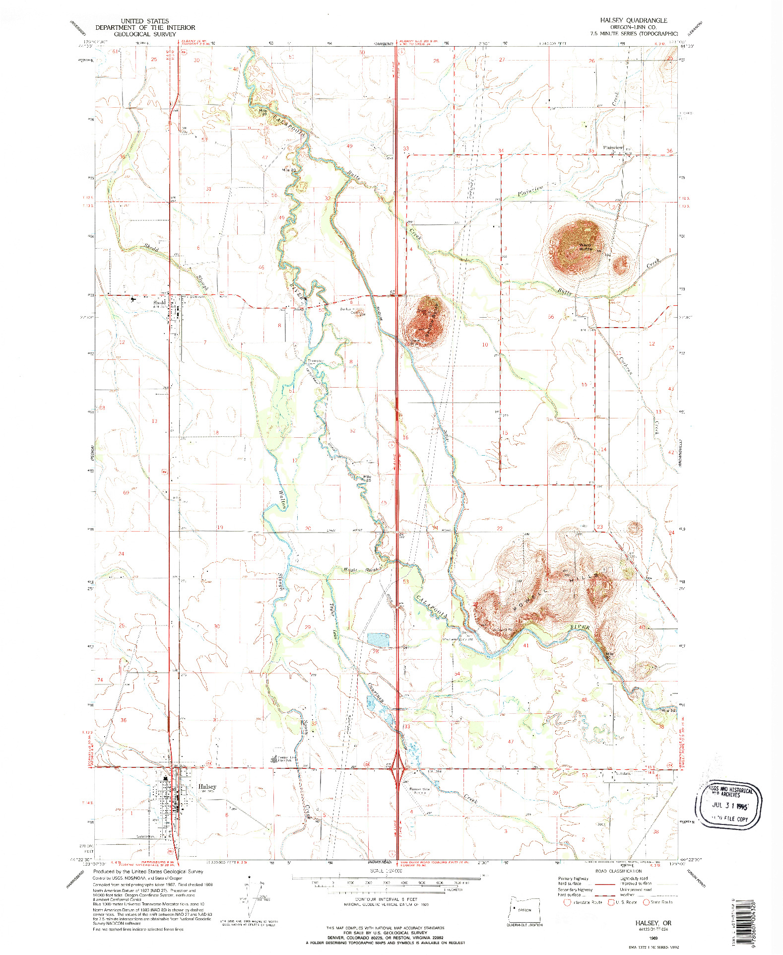 USGS 1:24000-SCALE QUADRANGLE FOR HALSEY, OR 1969