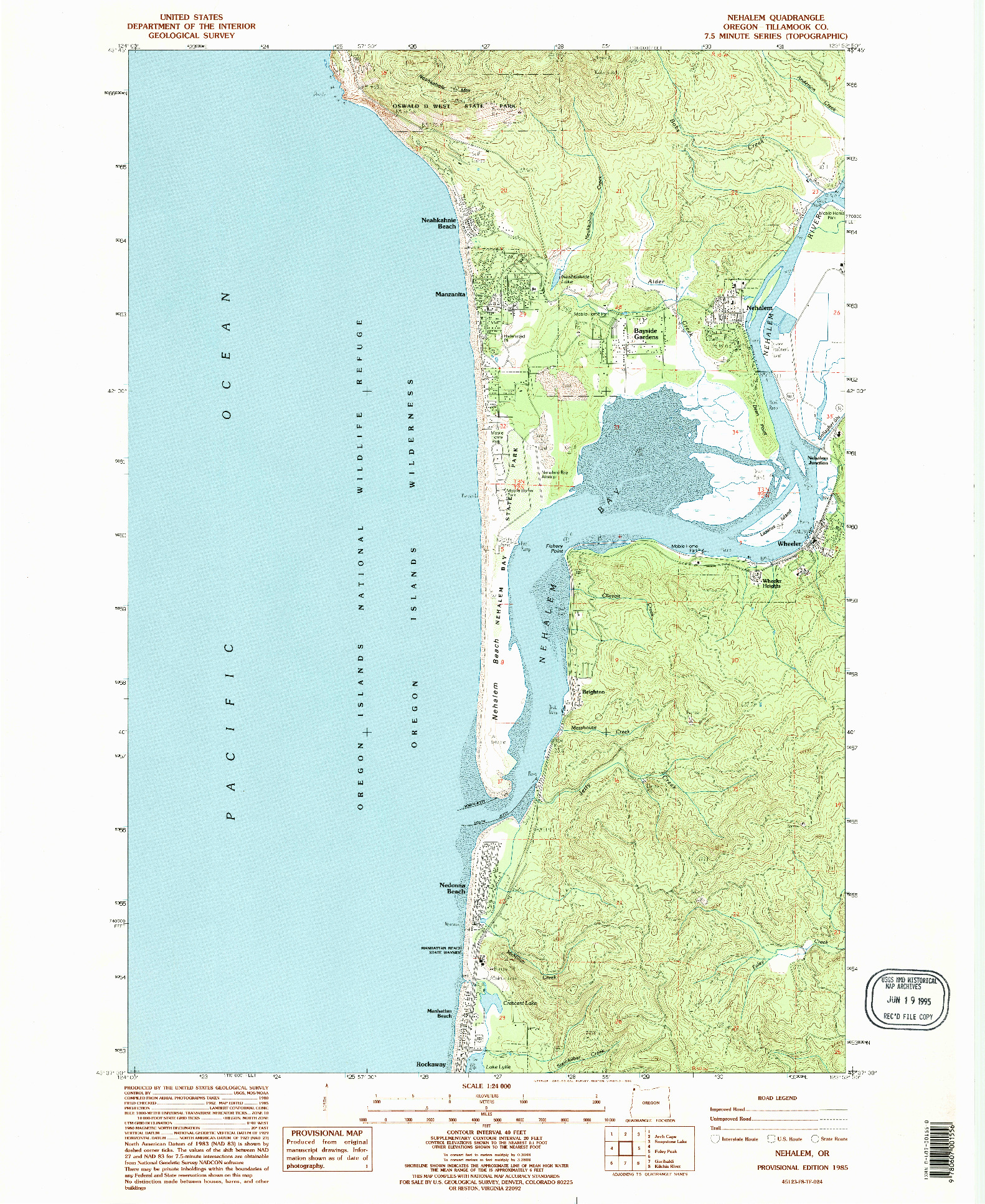 USGS 1:24000-SCALE QUADRANGLE FOR NEHALEM, OR 1985