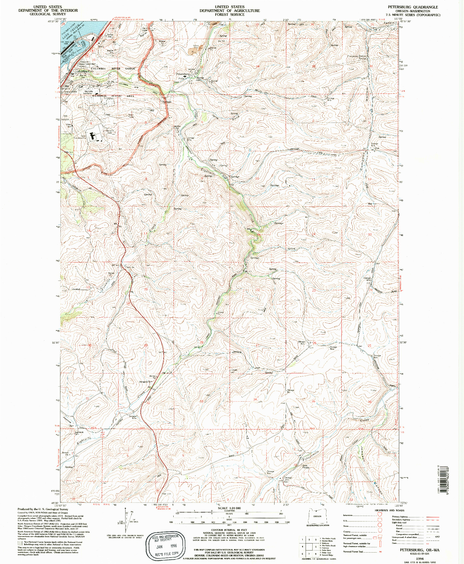 USGS 1:24000-SCALE QUADRANGLE FOR PETERSBURG, OR 1994