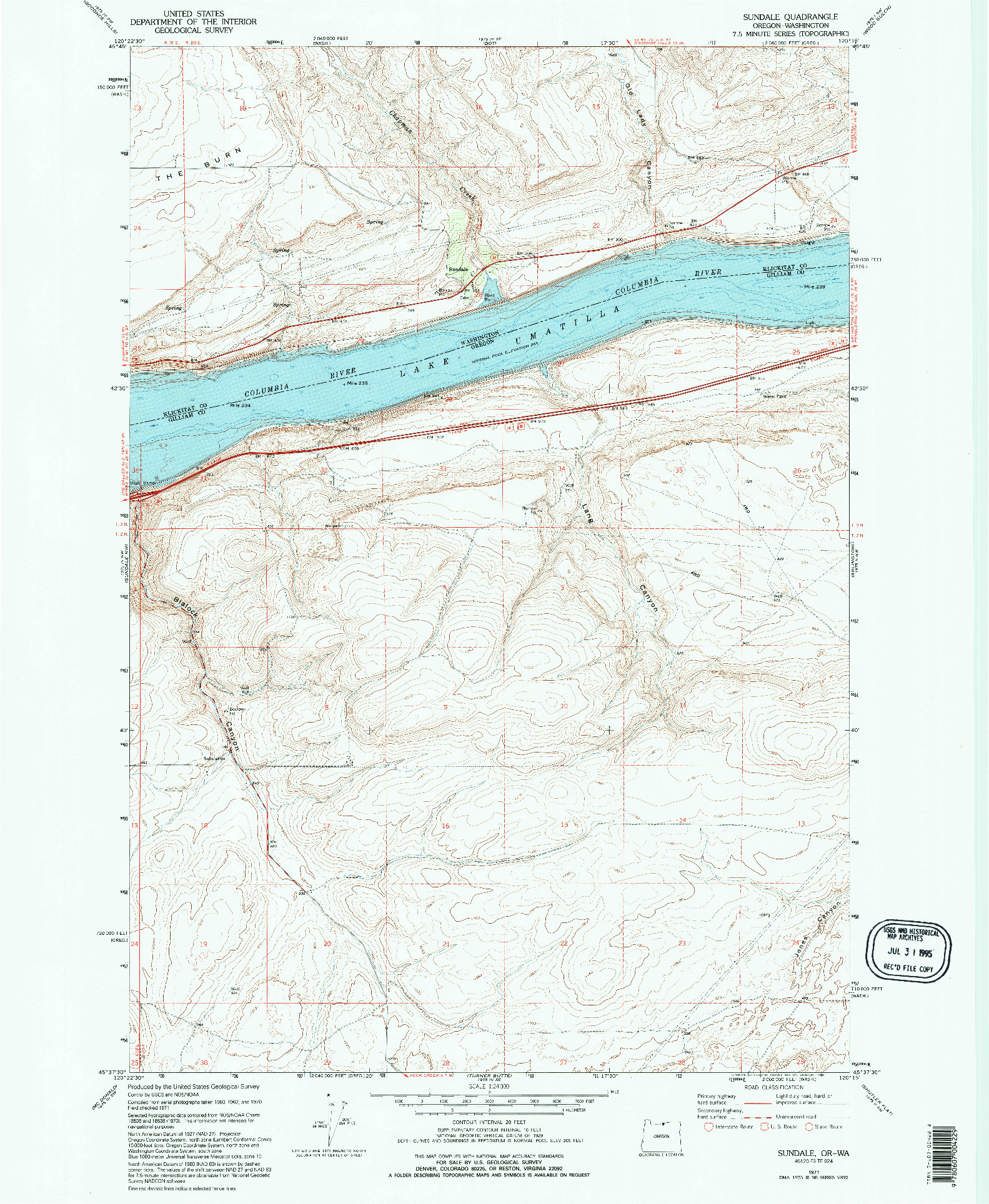 USGS 1:24000-SCALE QUADRANGLE FOR SUNDALE, OR 1971
