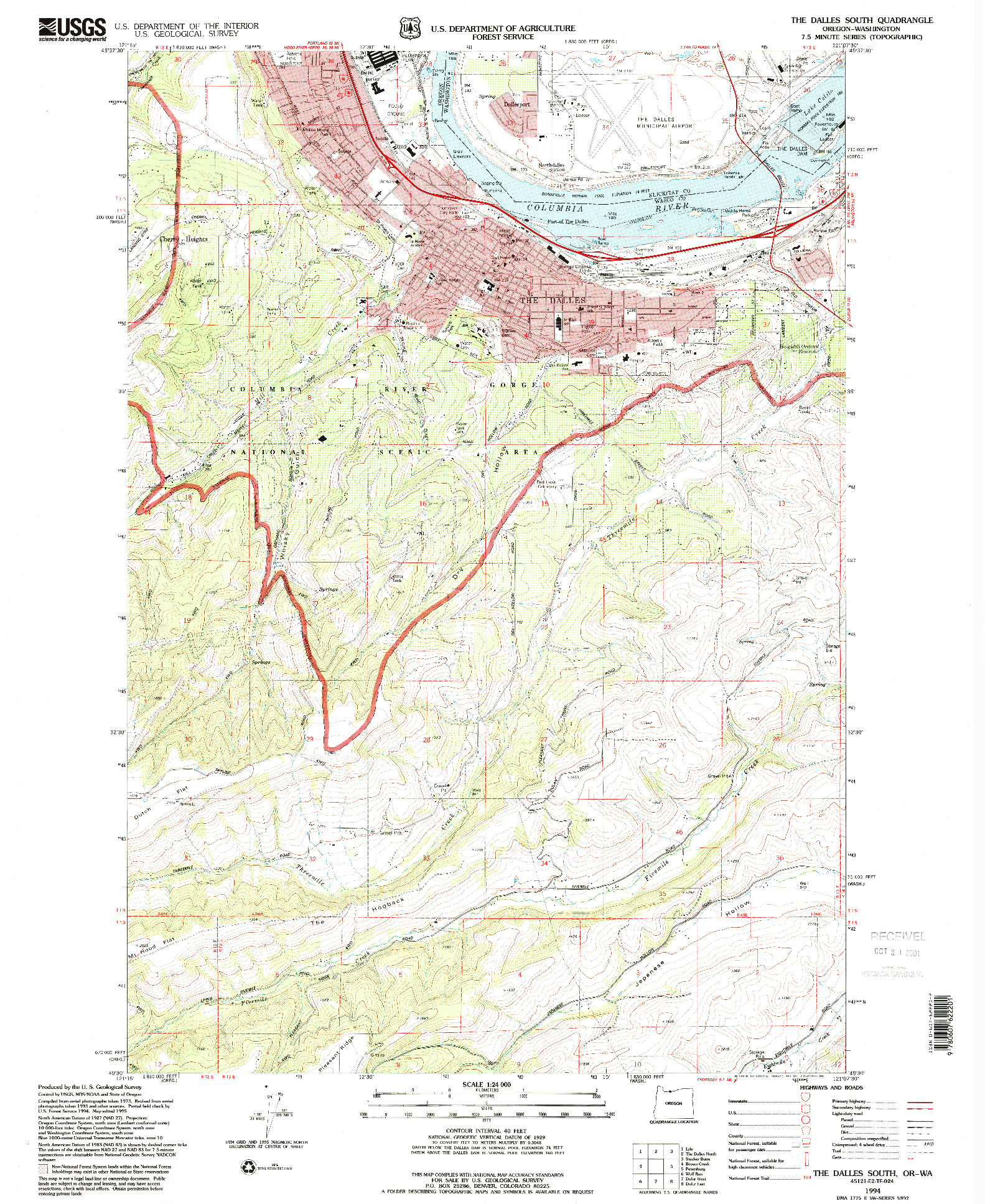 USGS 1:24000-SCALE QUADRANGLE FOR THE DALLES SOUTH, OR 1994