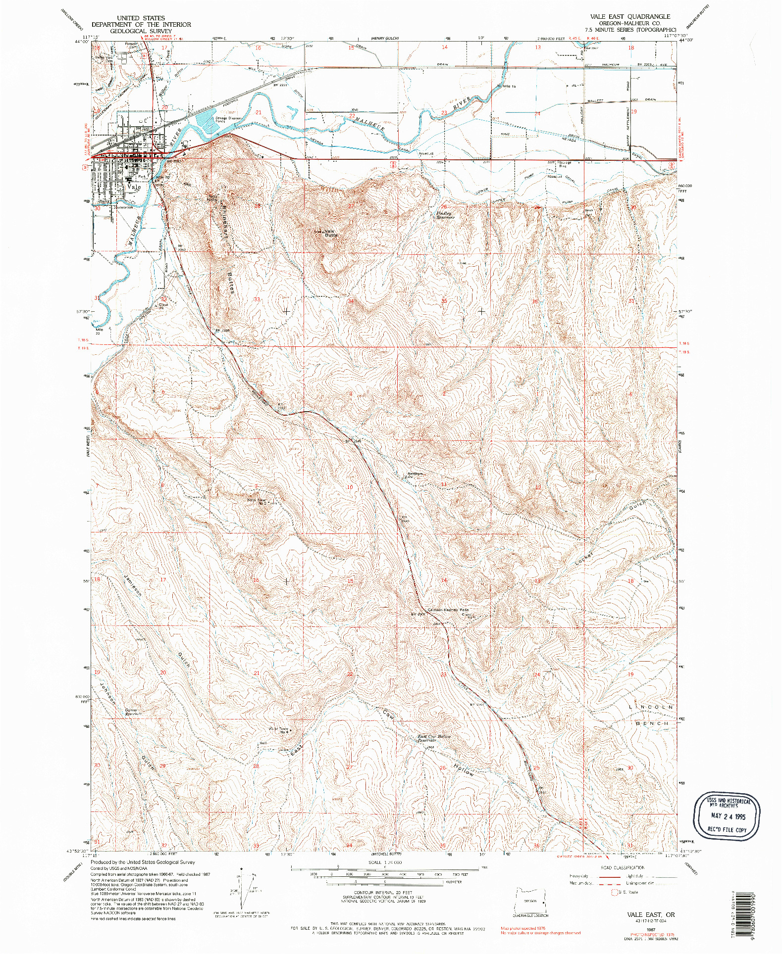 USGS 1:24000-SCALE QUADRANGLE FOR VALE EAST, OR 1967