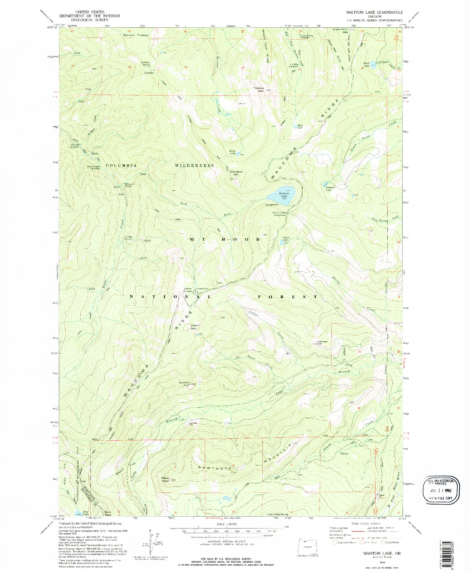 USGS 1:24000-SCALE QUADRANGLE FOR WAHTUM LAKE, OR 1979