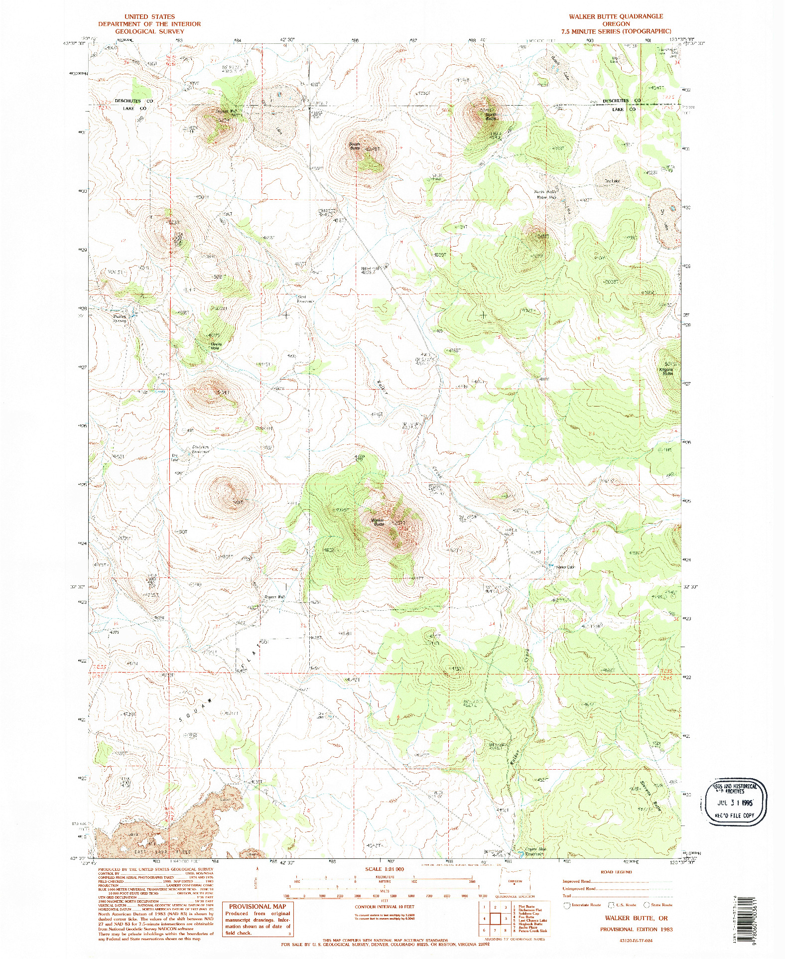 USGS 1:24000-SCALE QUADRANGLE FOR WALKER BUTTE, OR 1983