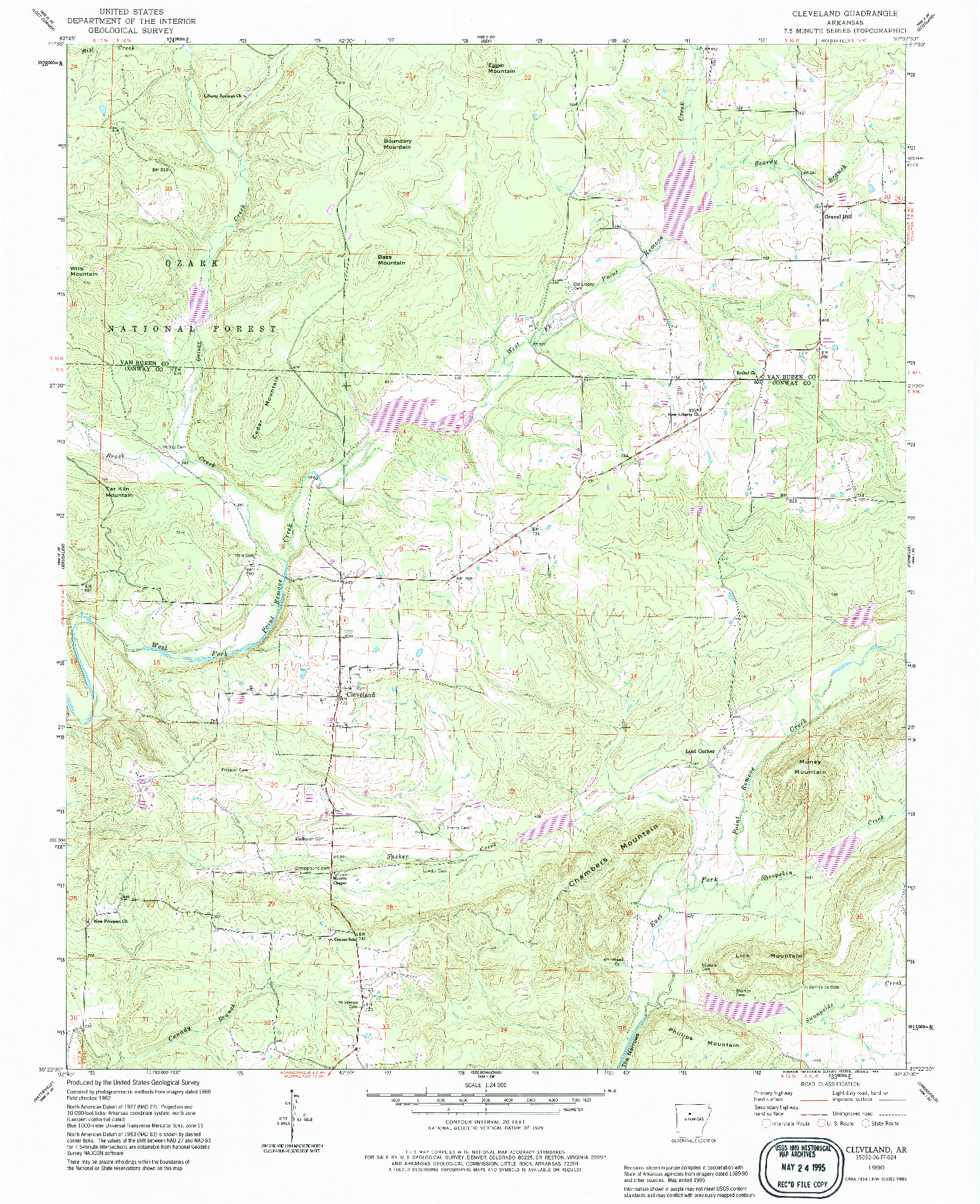 USGS 1:24000-SCALE QUADRANGLE FOR CLEVELAND, AR 1990