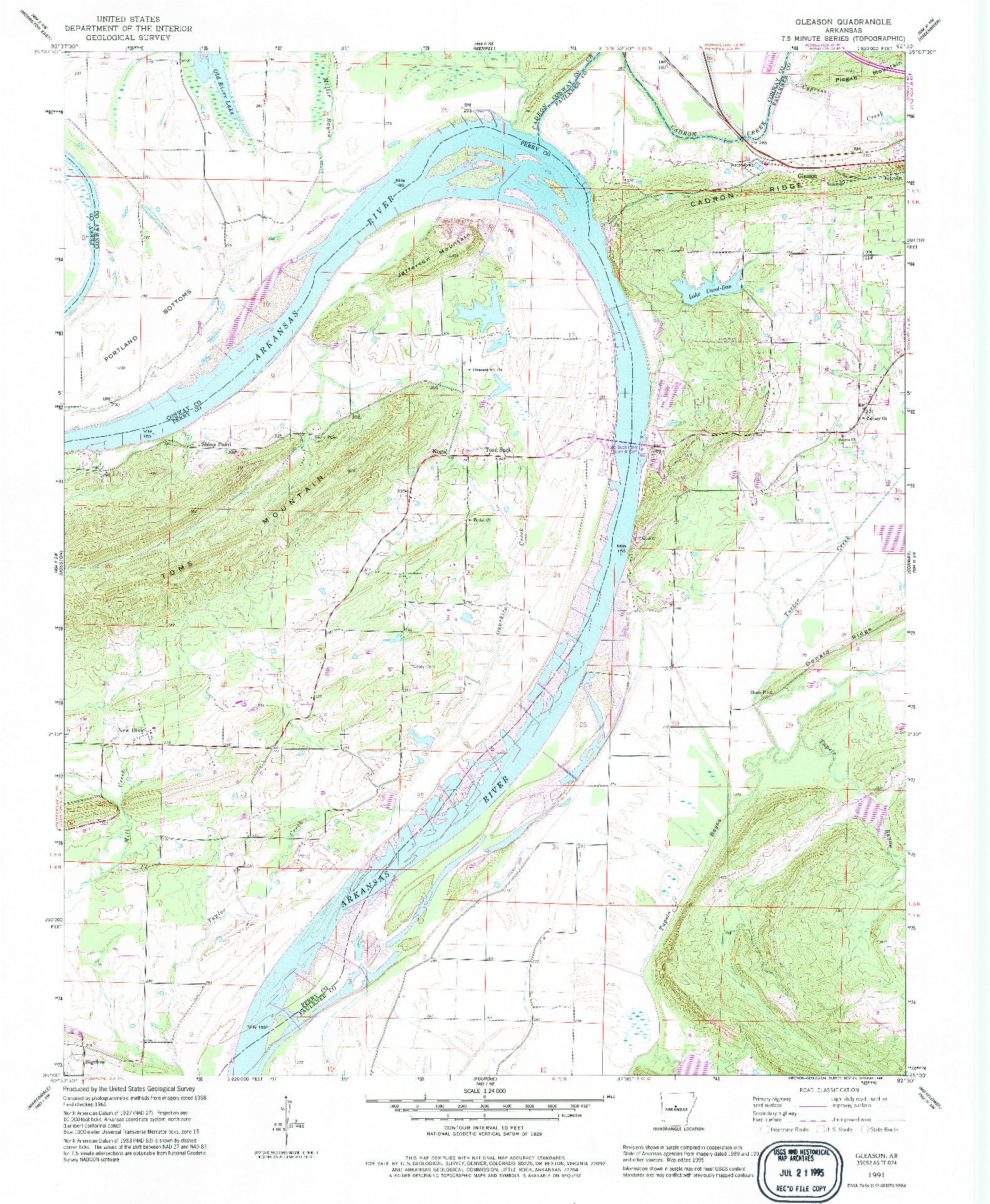 USGS 1:24000-SCALE QUADRANGLE FOR GLEASON, AR 1991