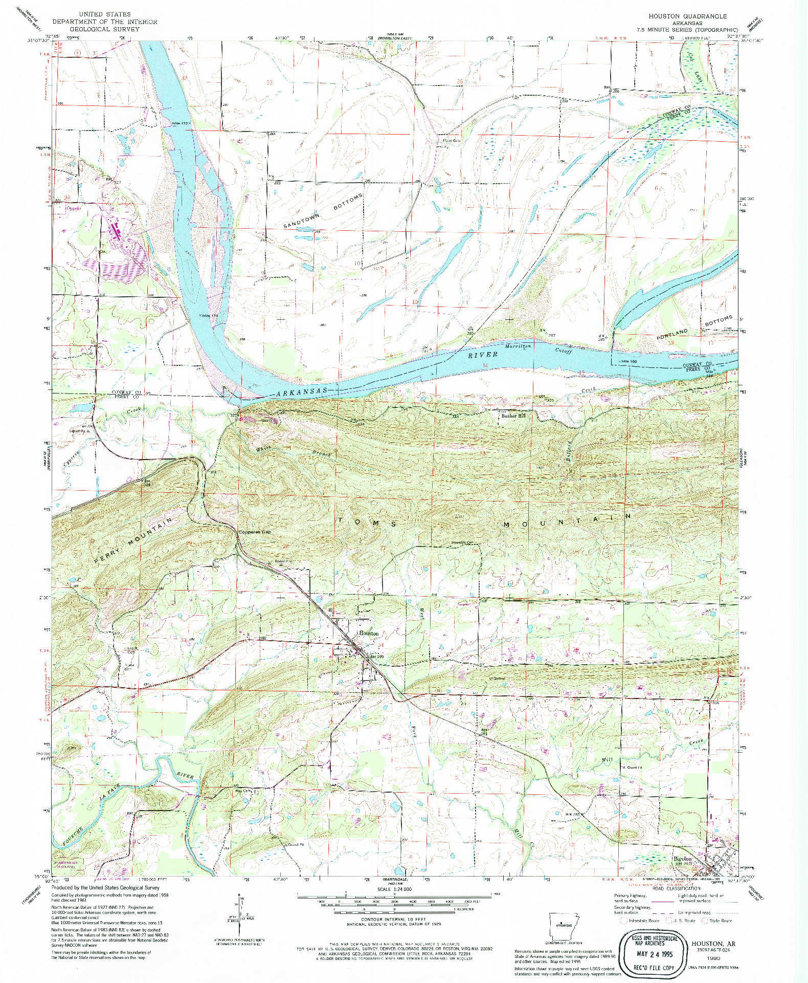 USGS 1:24000-SCALE QUADRANGLE FOR HOUSTON, AR 1990