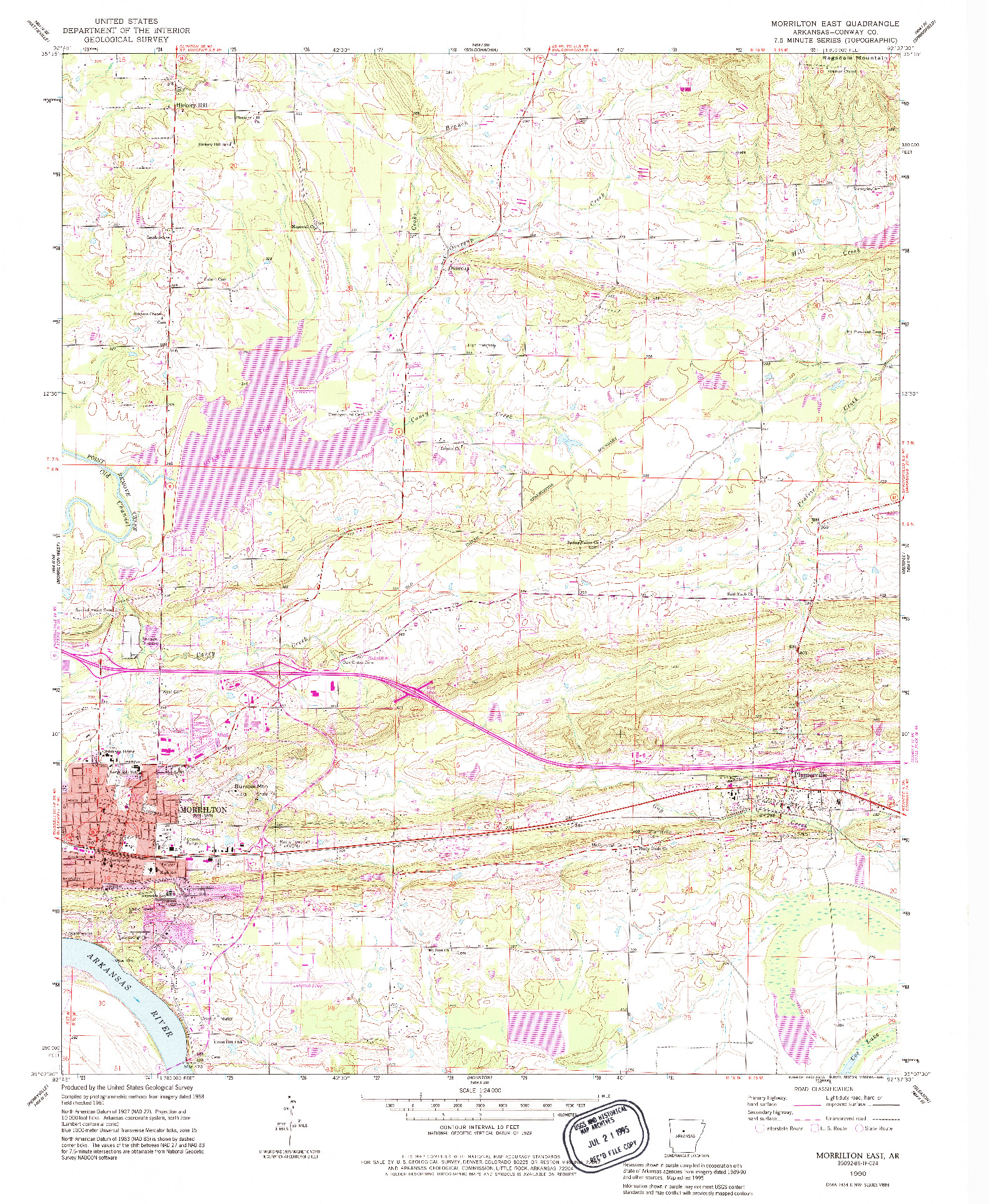 USGS 1:24000-SCALE QUADRANGLE FOR MORRILTON EAST, AR 1990