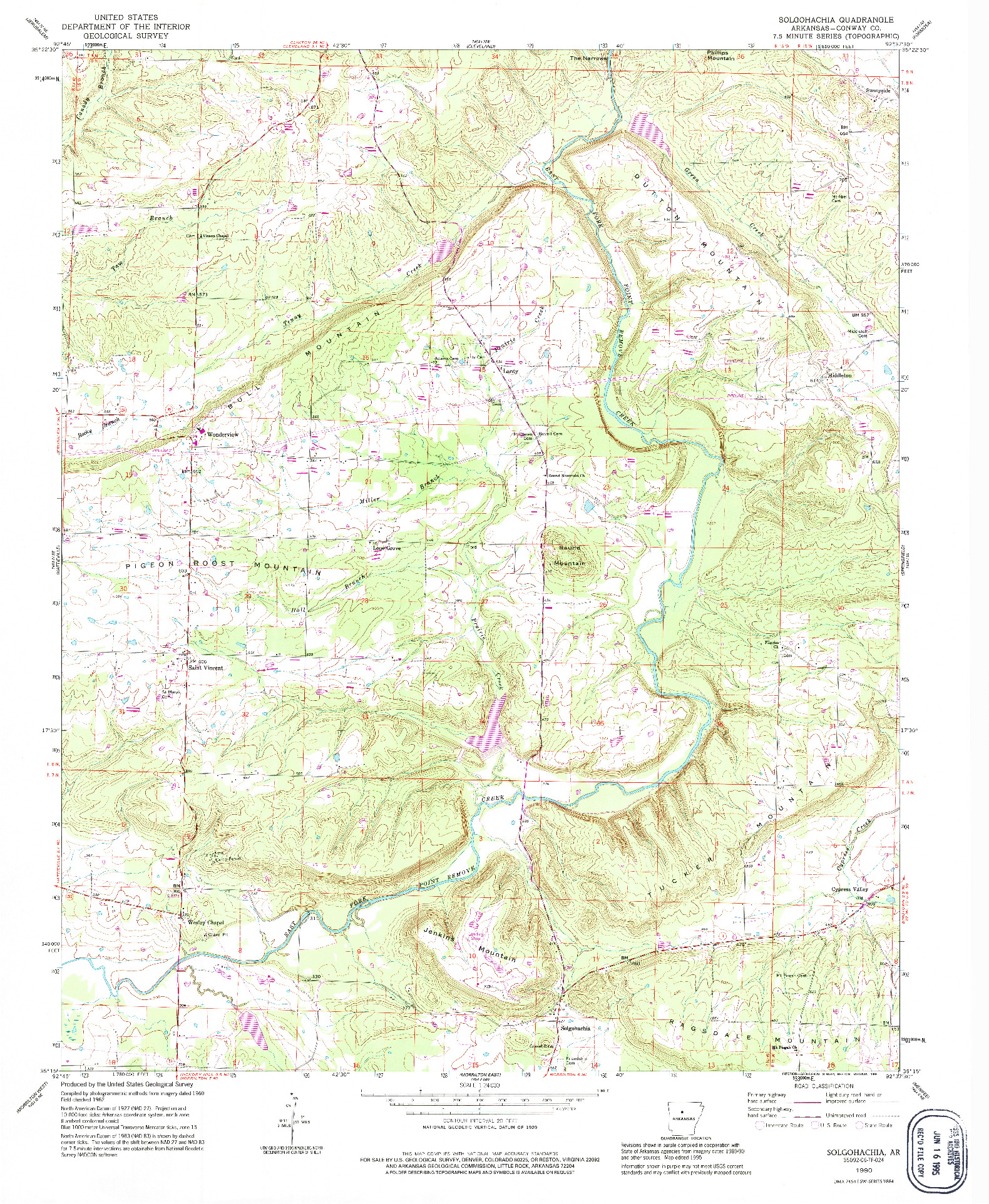 USGS 1:24000-SCALE QUADRANGLE FOR SOLGOHACHIA, AR 1990