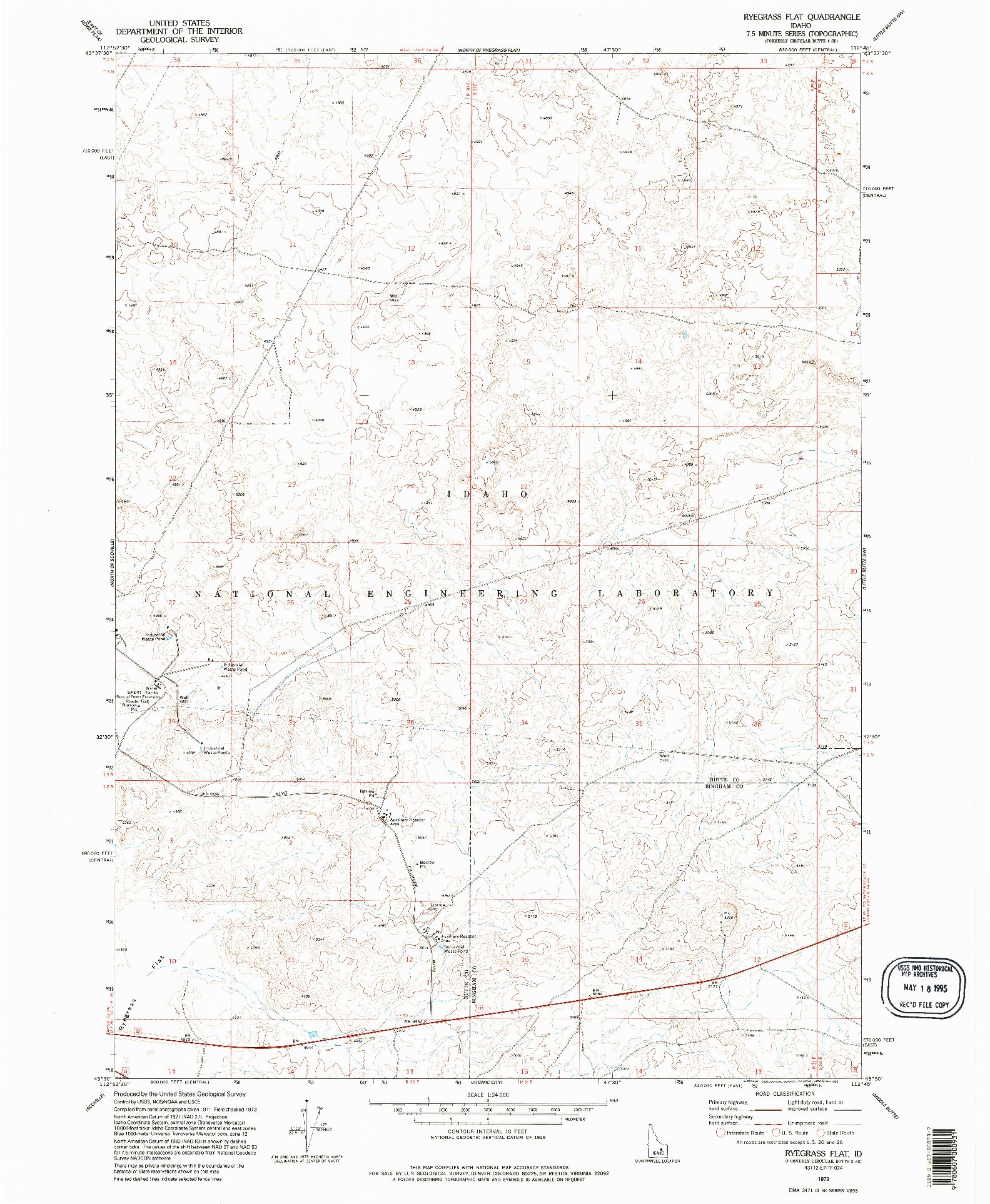 USGS 1:24000-SCALE QUADRANGLE FOR RYEGRASS FLAT, ID 1973