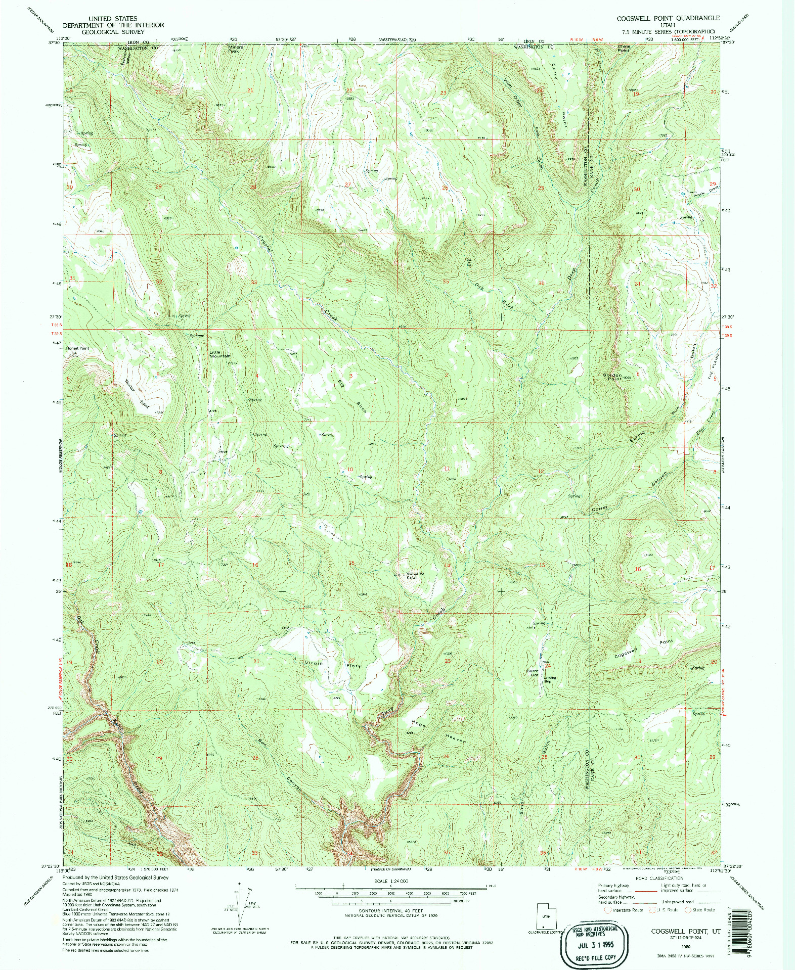 USGS 1:24000-SCALE QUADRANGLE FOR COGSWELL POINT, UT 1980