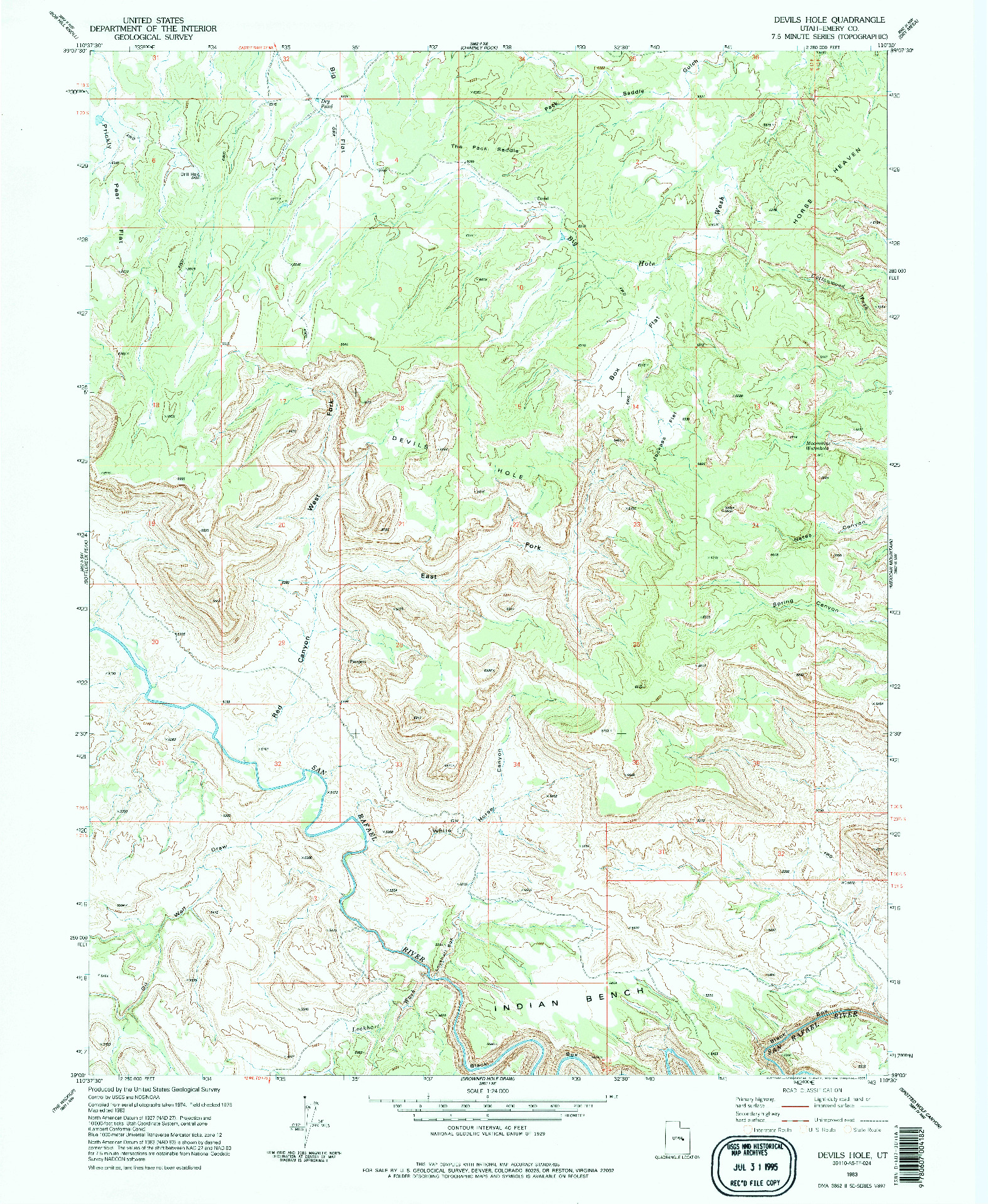 USGS 1:24000-SCALE QUADRANGLE FOR DEVILS HOLE, UT 1983