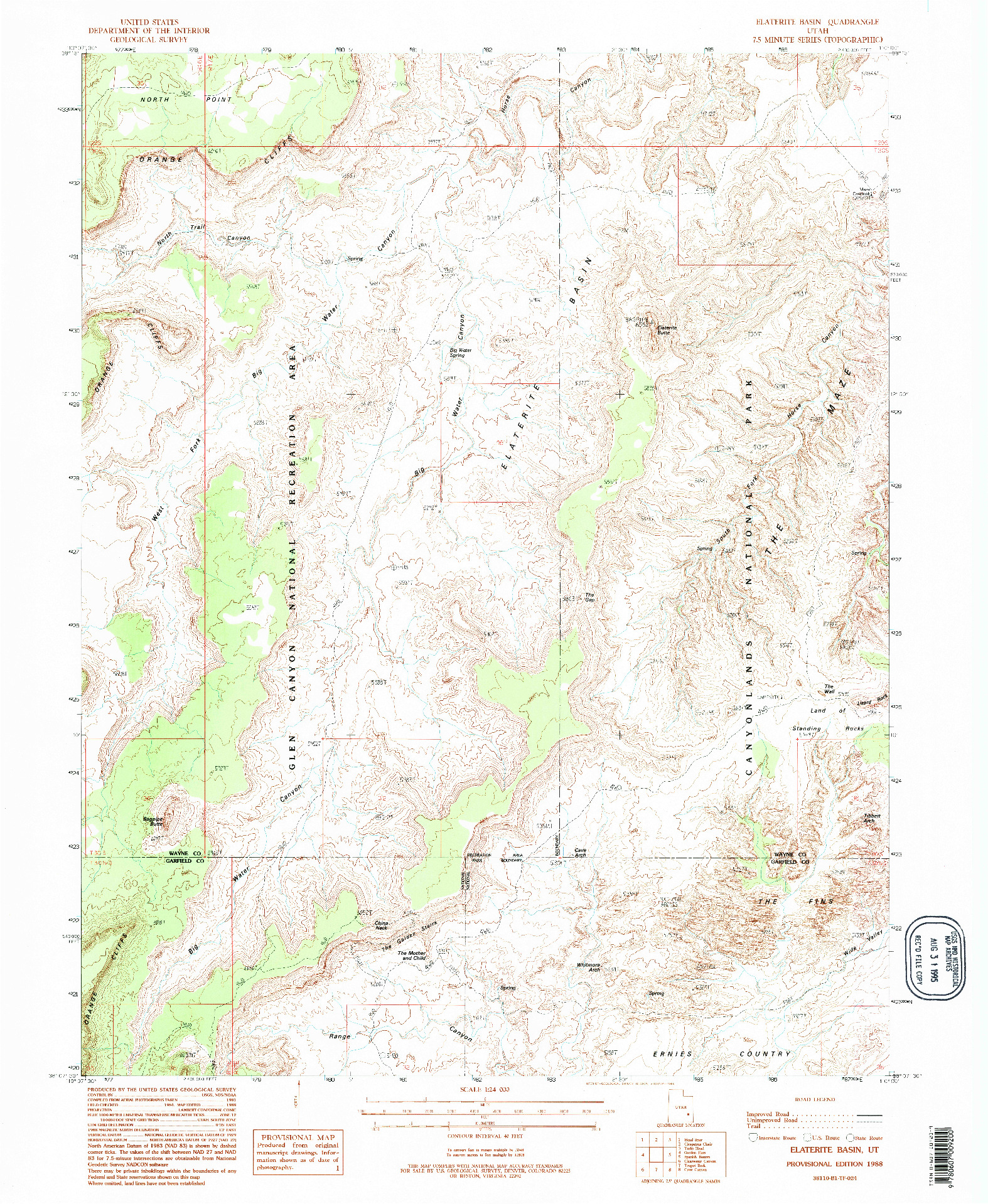 USGS 1:24000-SCALE QUADRANGLE FOR ELATERITE BASIN, UT 1988