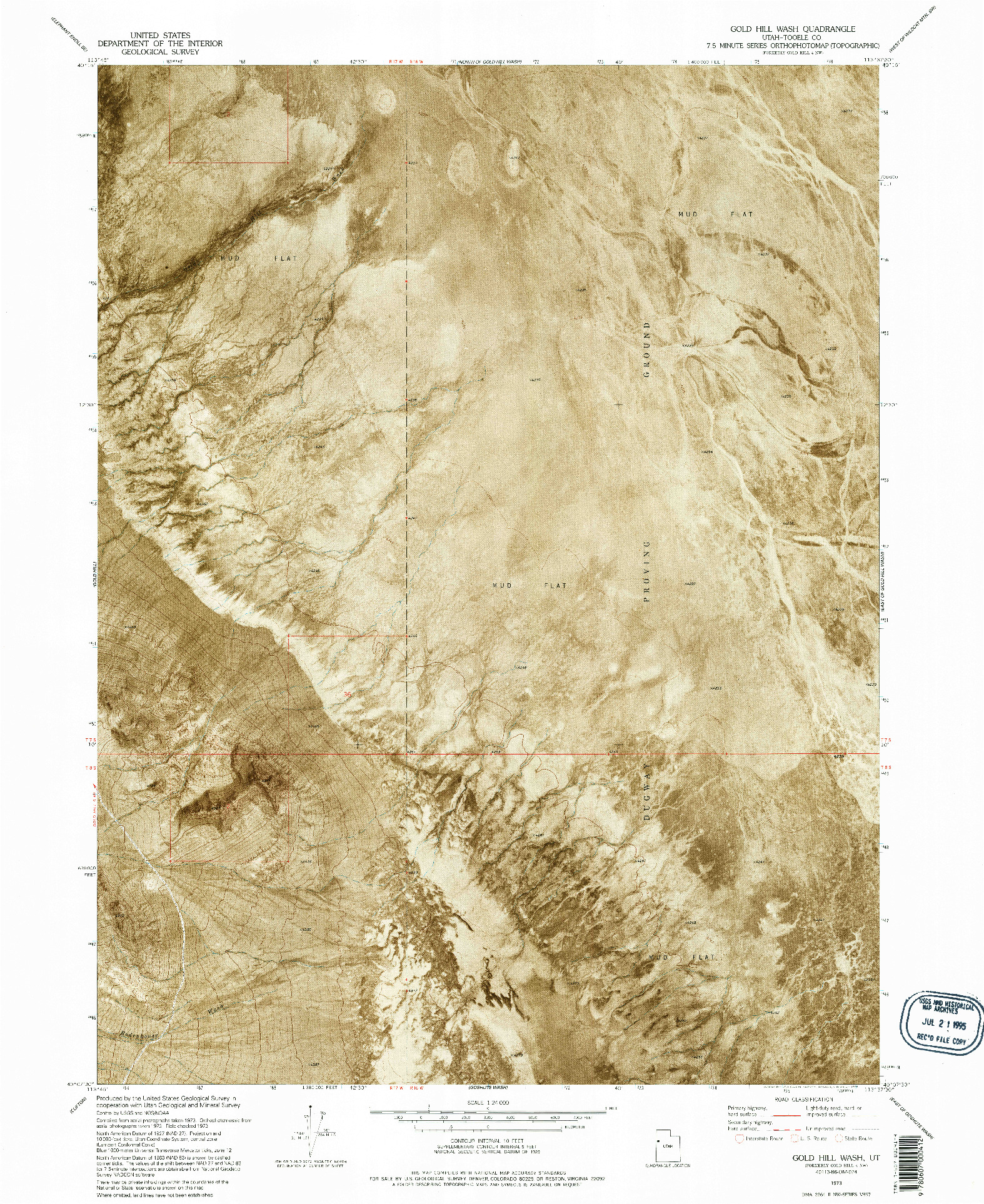 USGS 1:24000-SCALE QUADRANGLE FOR GOLD HILL WASH, UT 1973