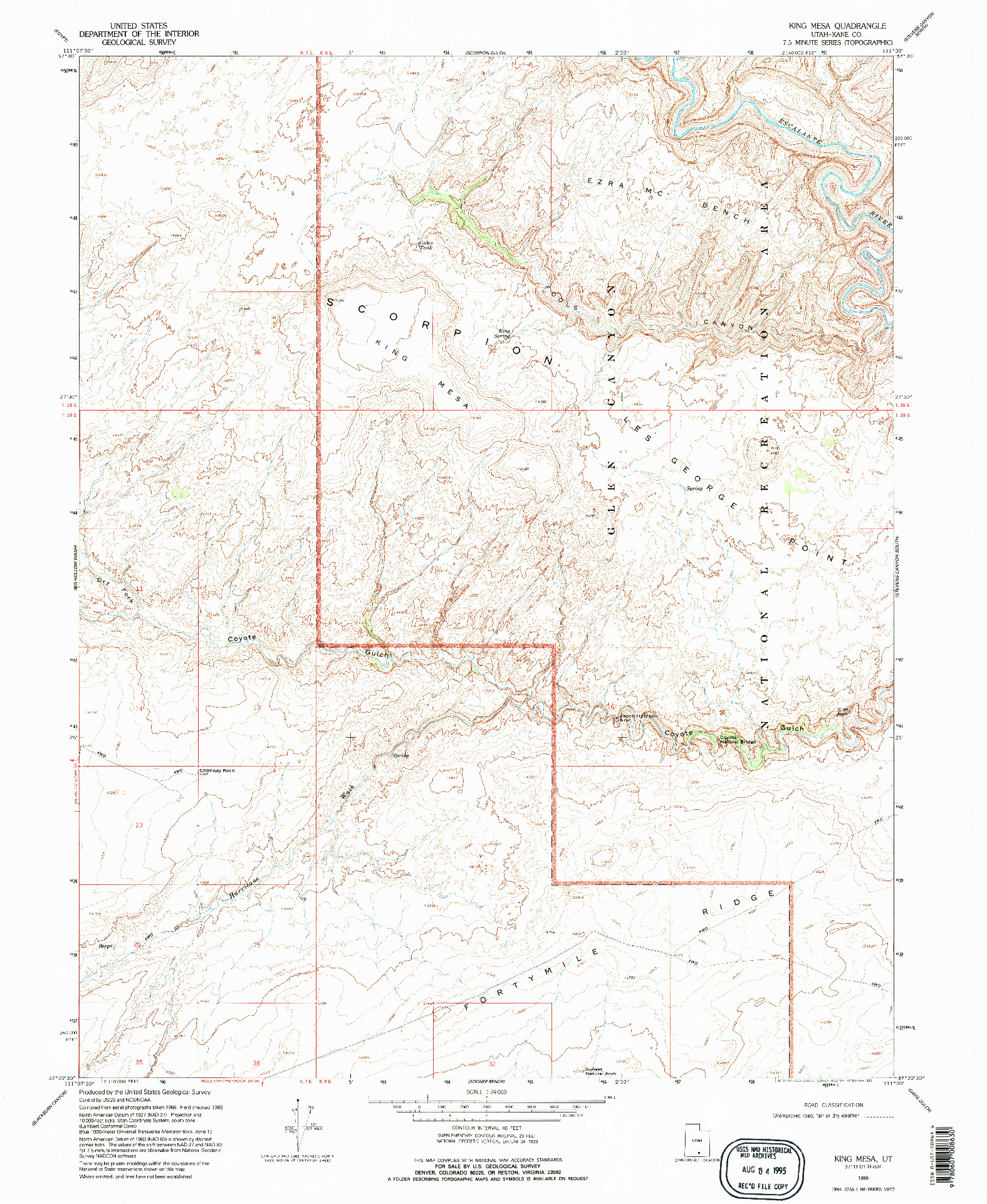 USGS 1:24000-SCALE QUADRANGLE FOR KING MESA, UT 1968