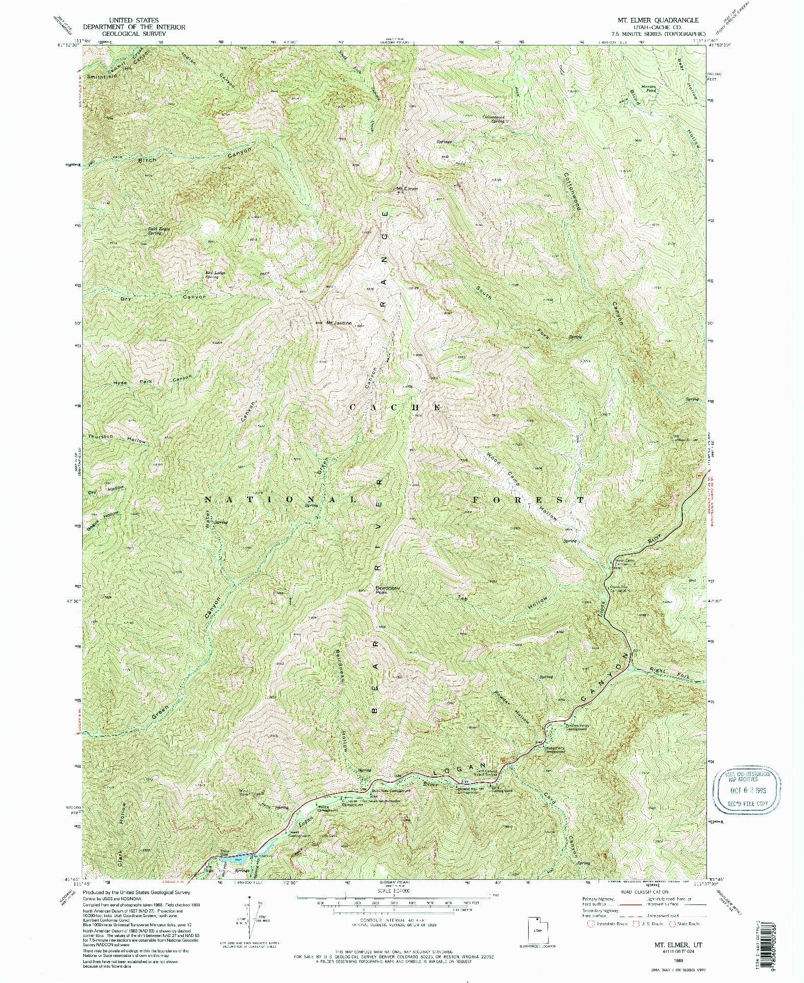 USGS 1:24000-SCALE QUADRANGLE FOR MT. ELMER, UT 1969