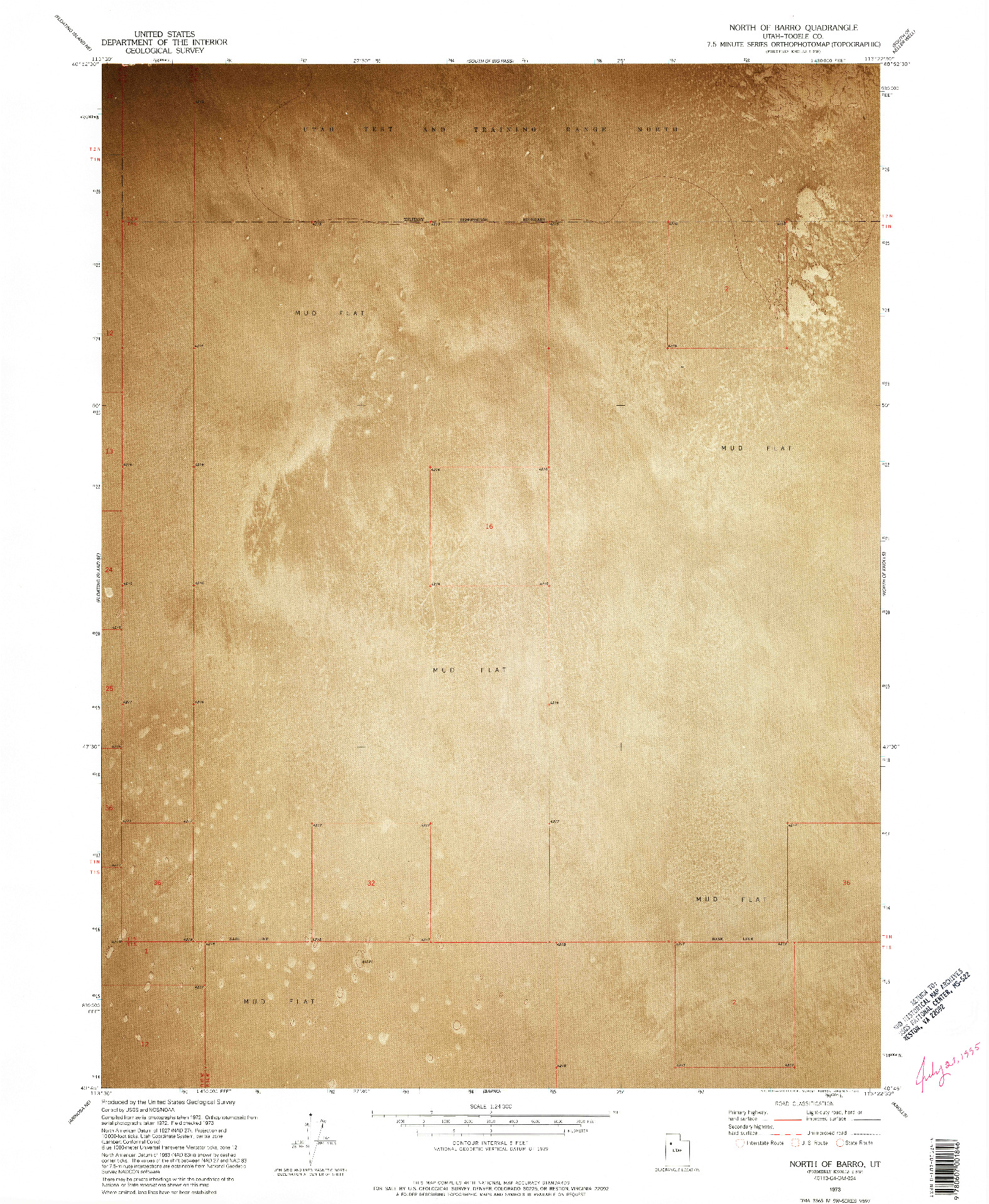 USGS 1:24000-SCALE QUADRANGLE FOR NORTH OF BARRO, UT 1973