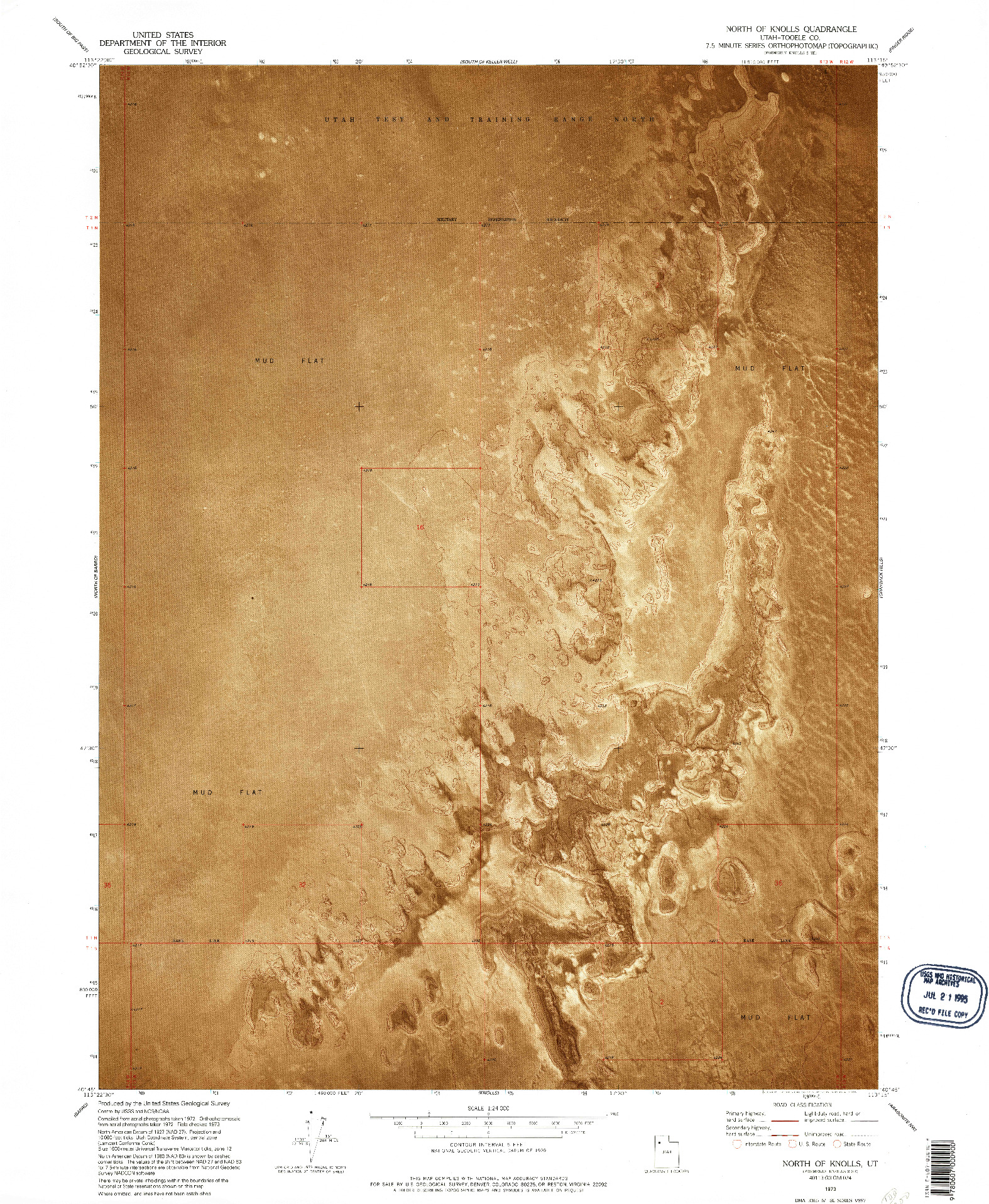 USGS 1:24000-SCALE QUADRANGLE FOR NORTH OF KNOLLS, UT 1973