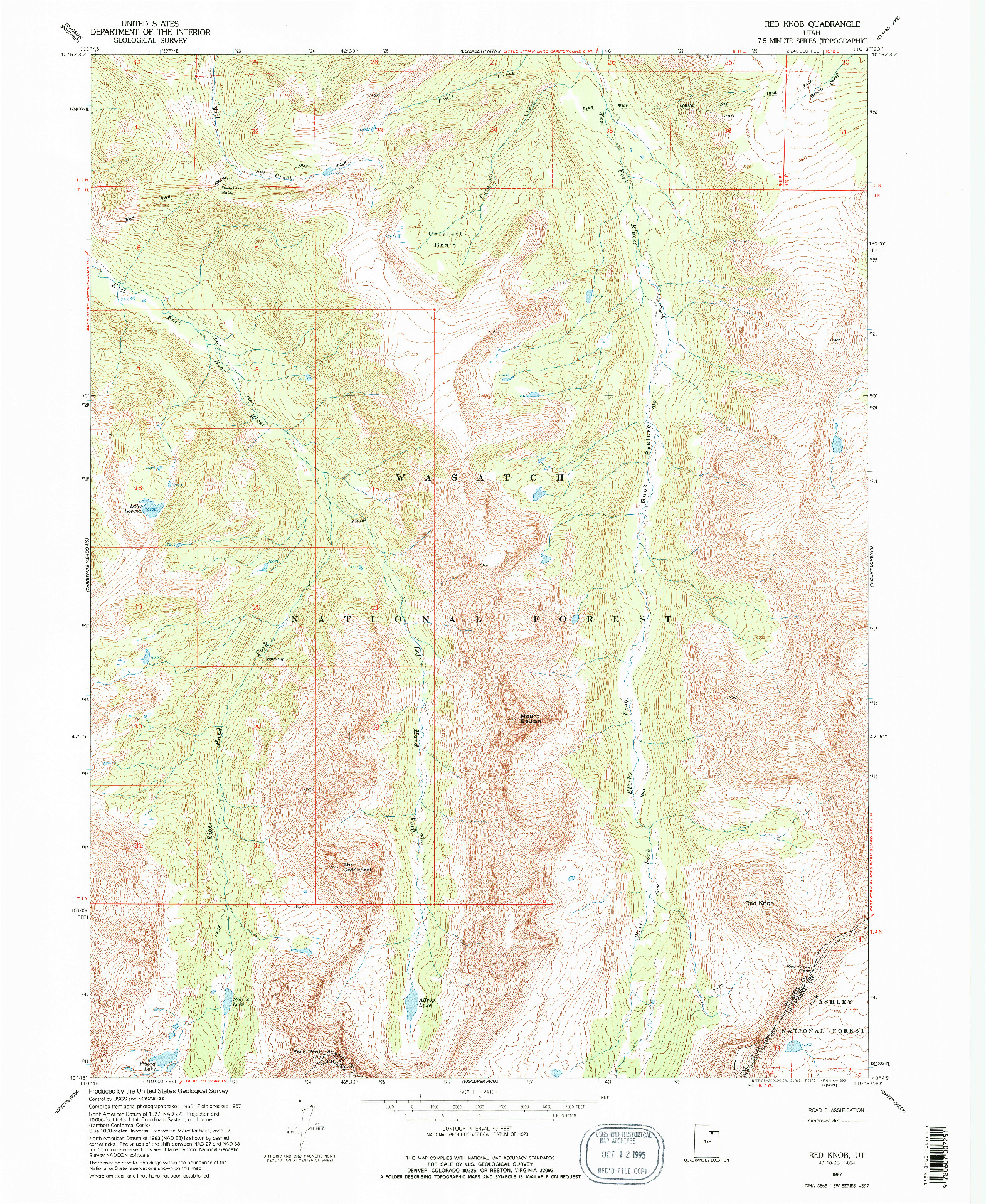 USGS 1:24000-SCALE QUADRANGLE FOR RED KNOB, UT 1967