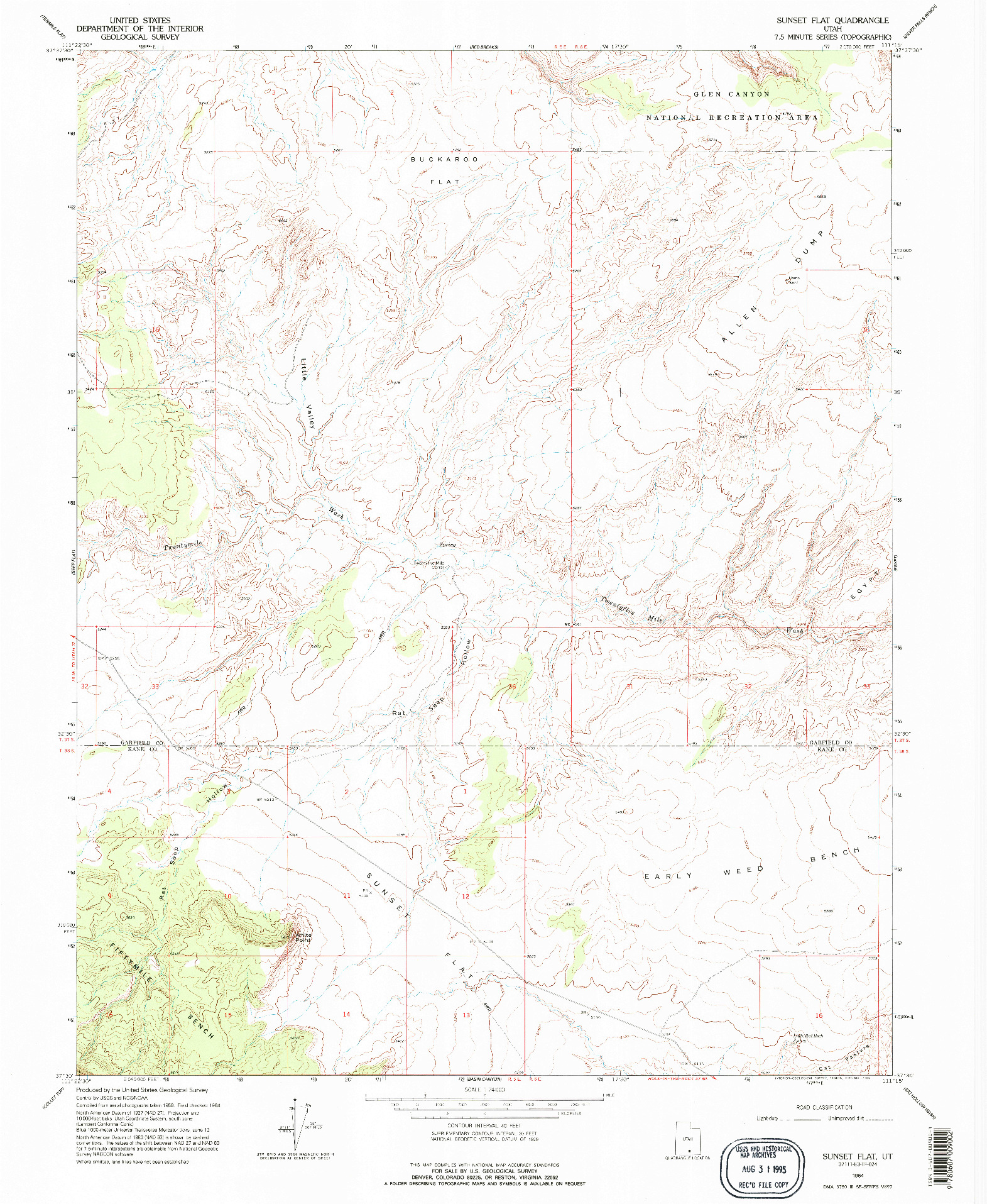 USGS 1:24000-SCALE QUADRANGLE FOR SUNSET FLAT, UT 1964