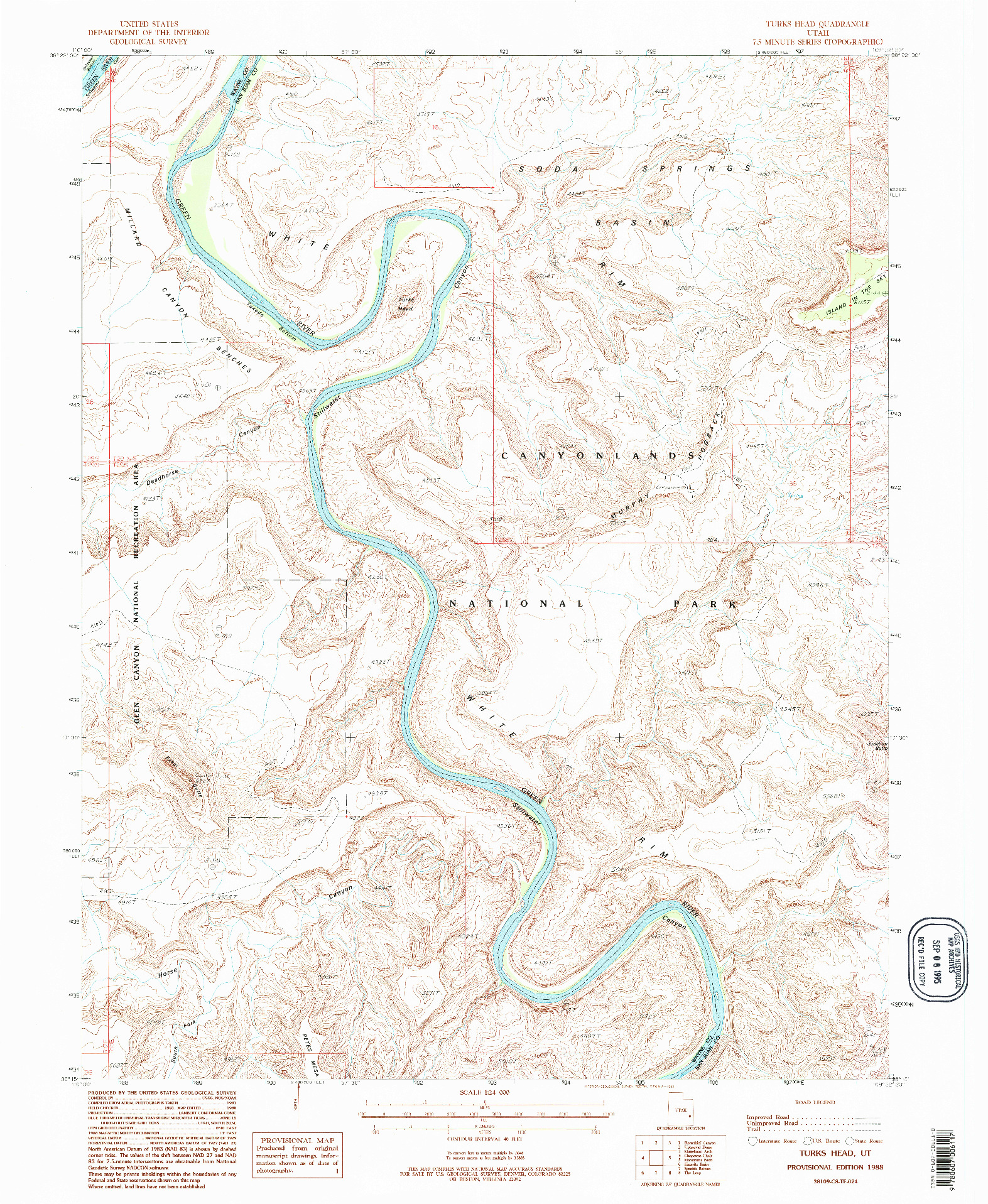 USGS 1:24000-SCALE QUADRANGLE FOR TURKS HEAD, UT 1988