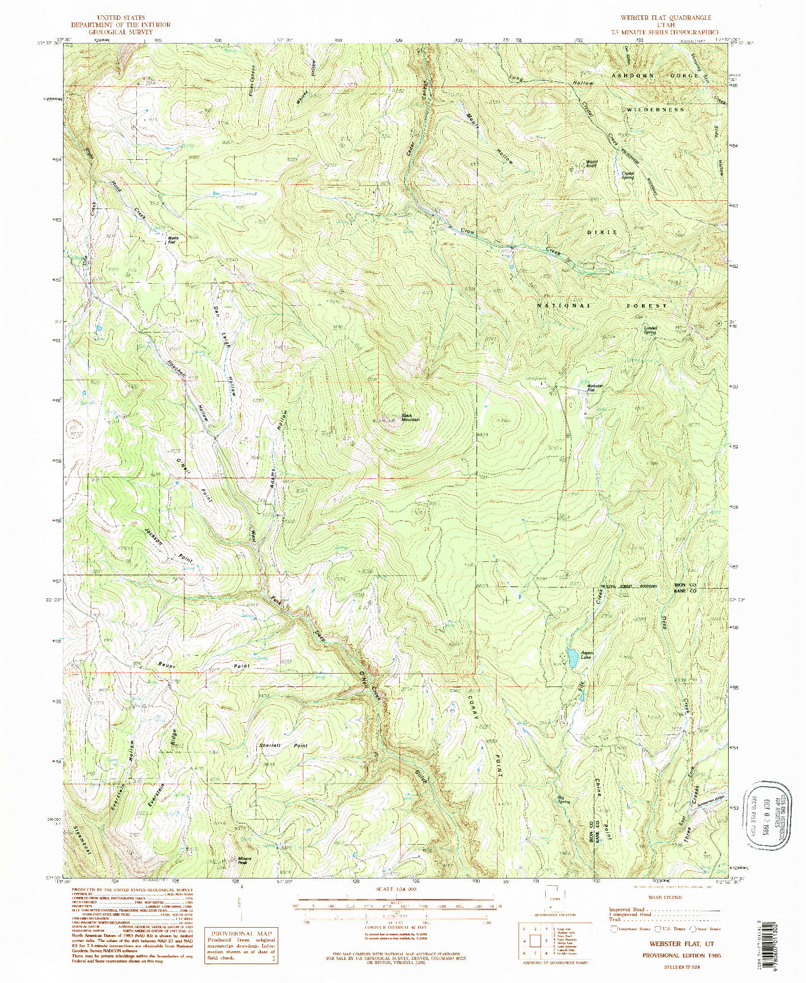 USGS 1:24000-SCALE QUADRANGLE FOR WEBSTER FLAT, UT 1985