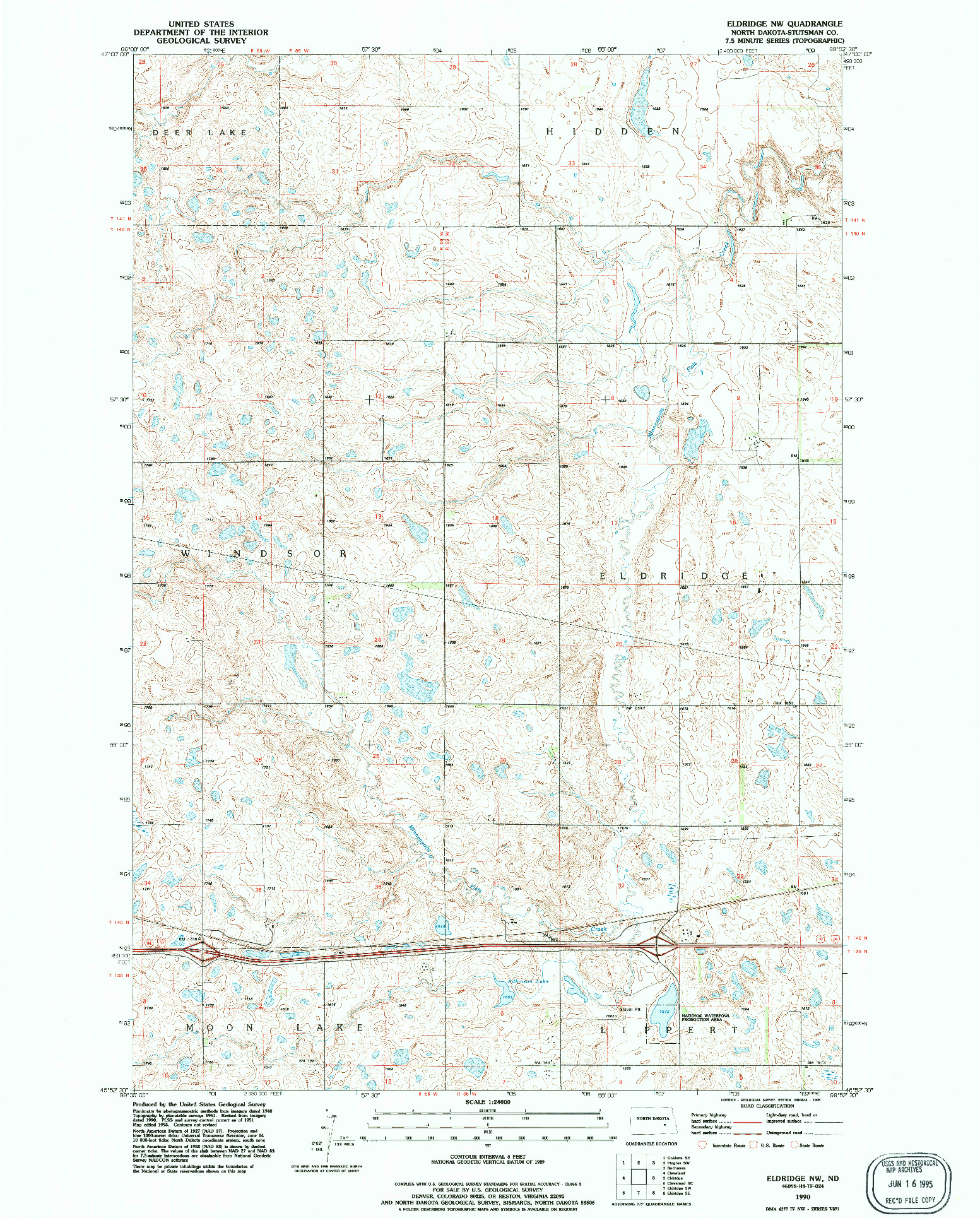 USGS 1:24000-SCALE QUADRANGLE FOR ELDRIDGE NW, ND 1990