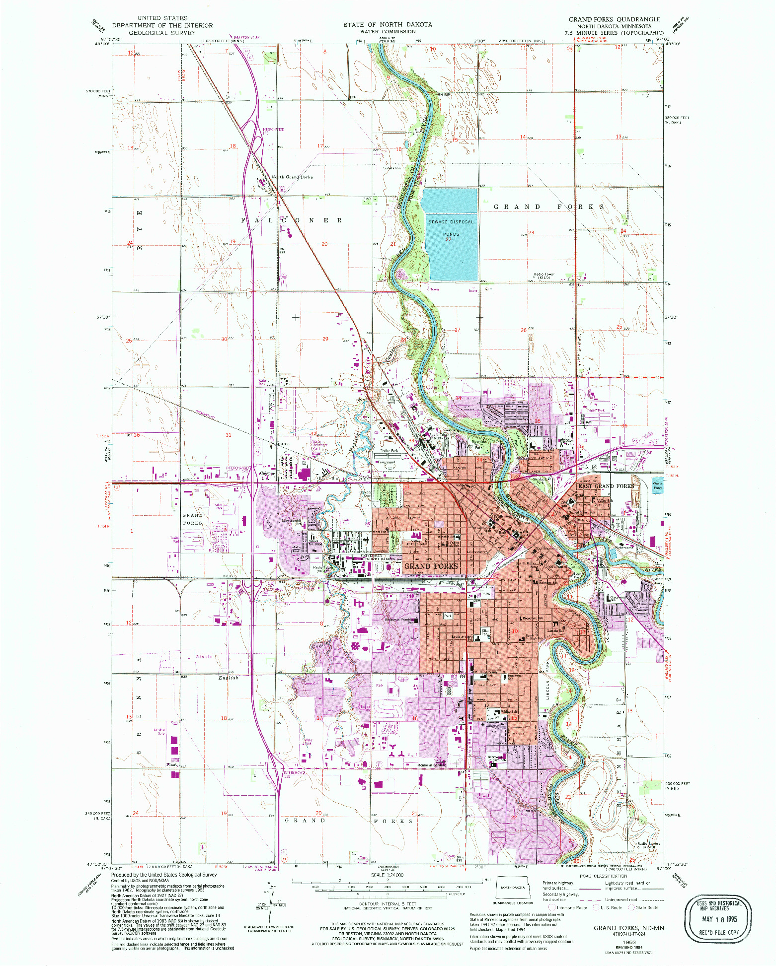 USGS 1:24000-SCALE QUADRANGLE FOR GRAND FORKS, ND 1994