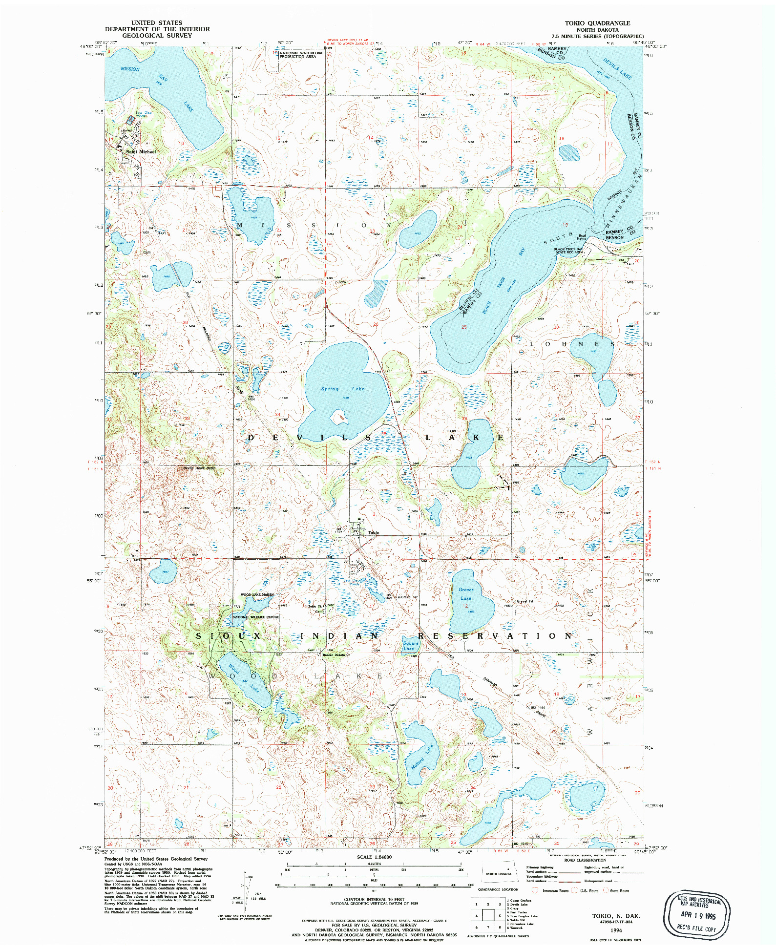 USGS 1:24000-SCALE QUADRANGLE FOR TOKIO, ND 1994