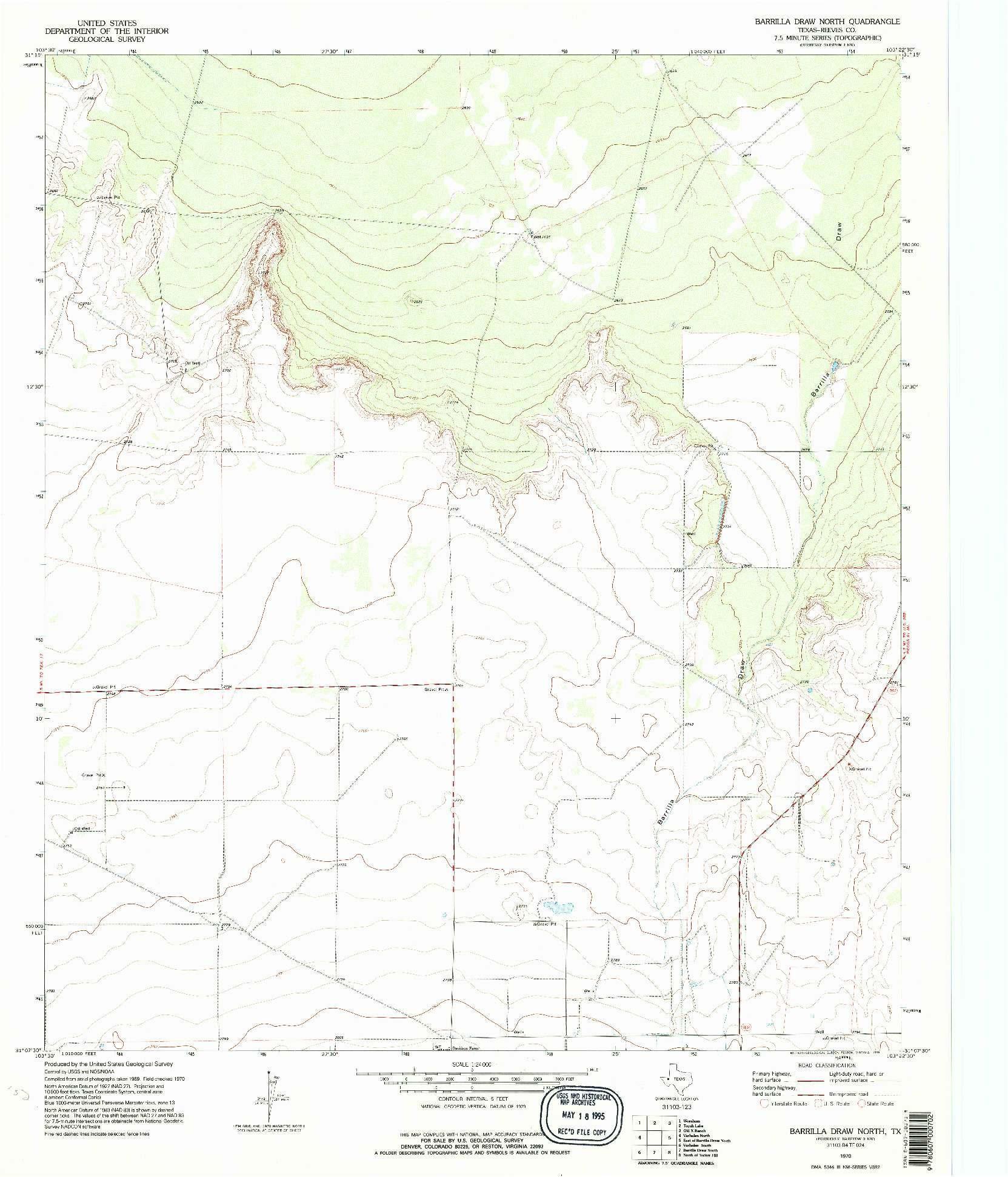 USGS 1:24000-SCALE QUADRANGLE FOR BARRILLA DRAW NORTH, TX 1970
