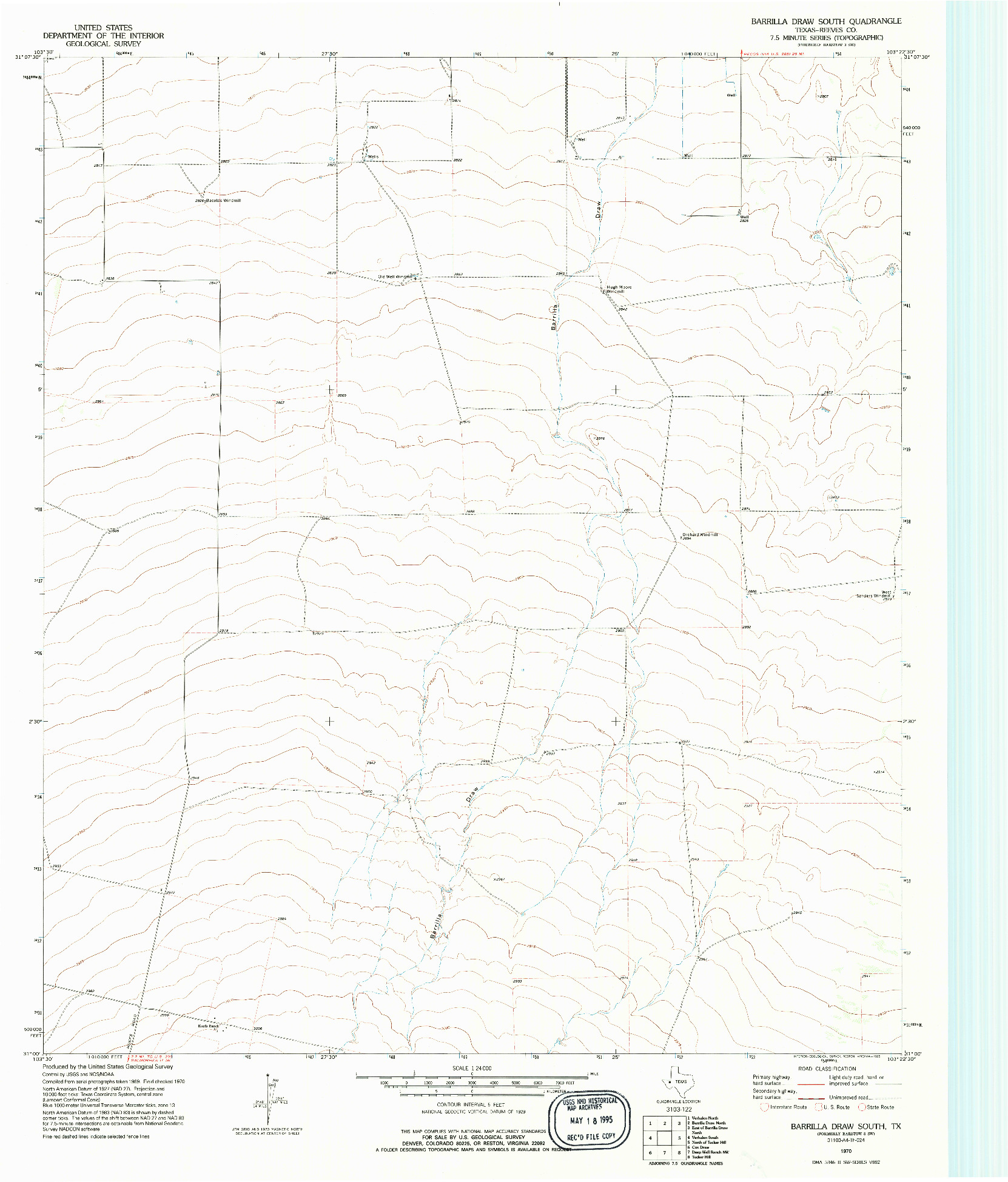 USGS 1:24000-SCALE QUADRANGLE FOR BARRILLA DRAW SOUTH, TX 1970