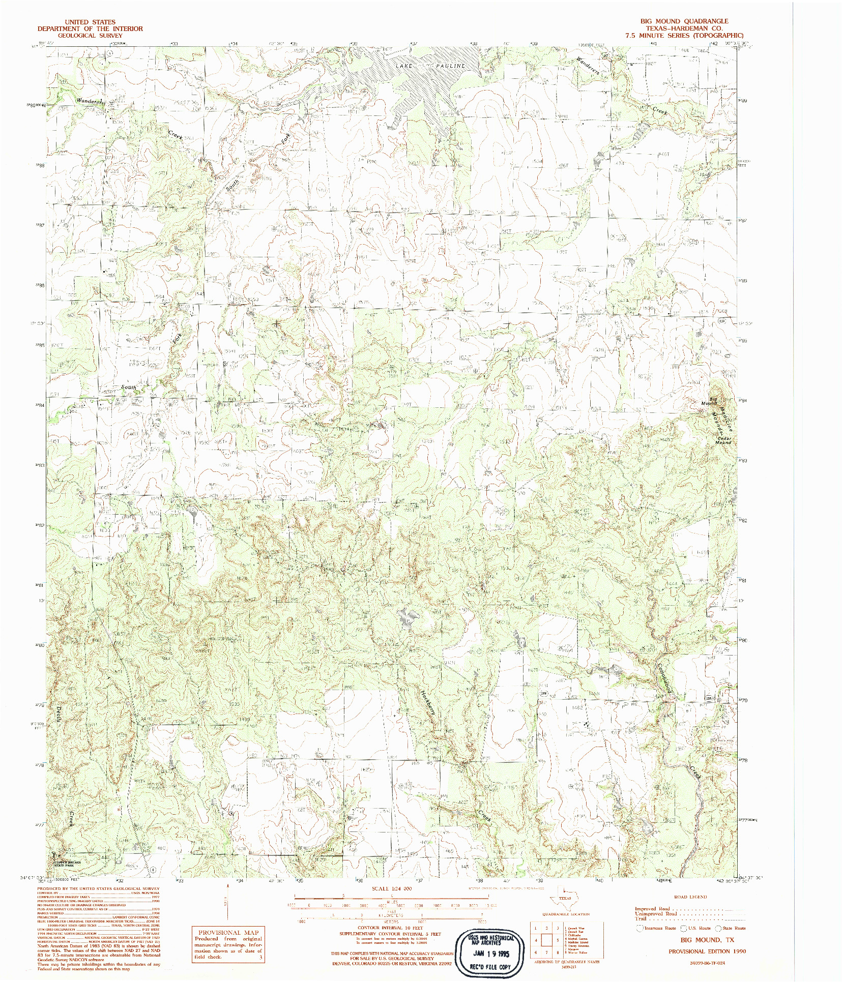 USGS 1:24000-SCALE QUADRANGLE FOR BIG MOUND, TX 1990