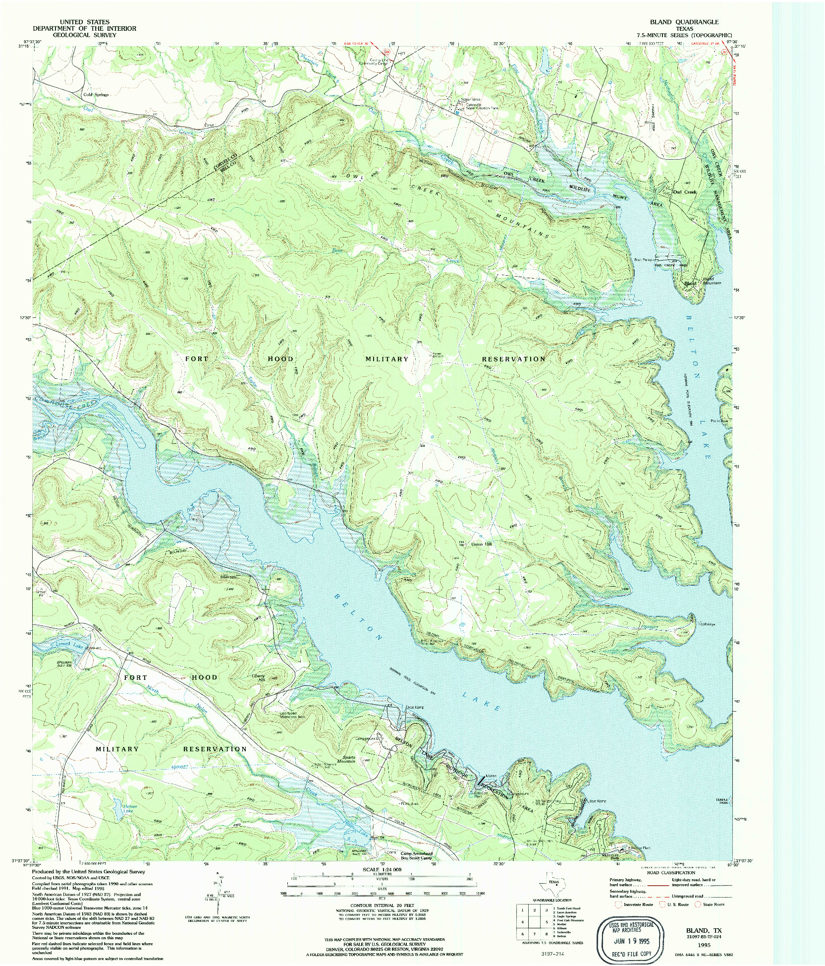 USGS 1:24000-SCALE QUADRANGLE FOR BLAND, TX 1995