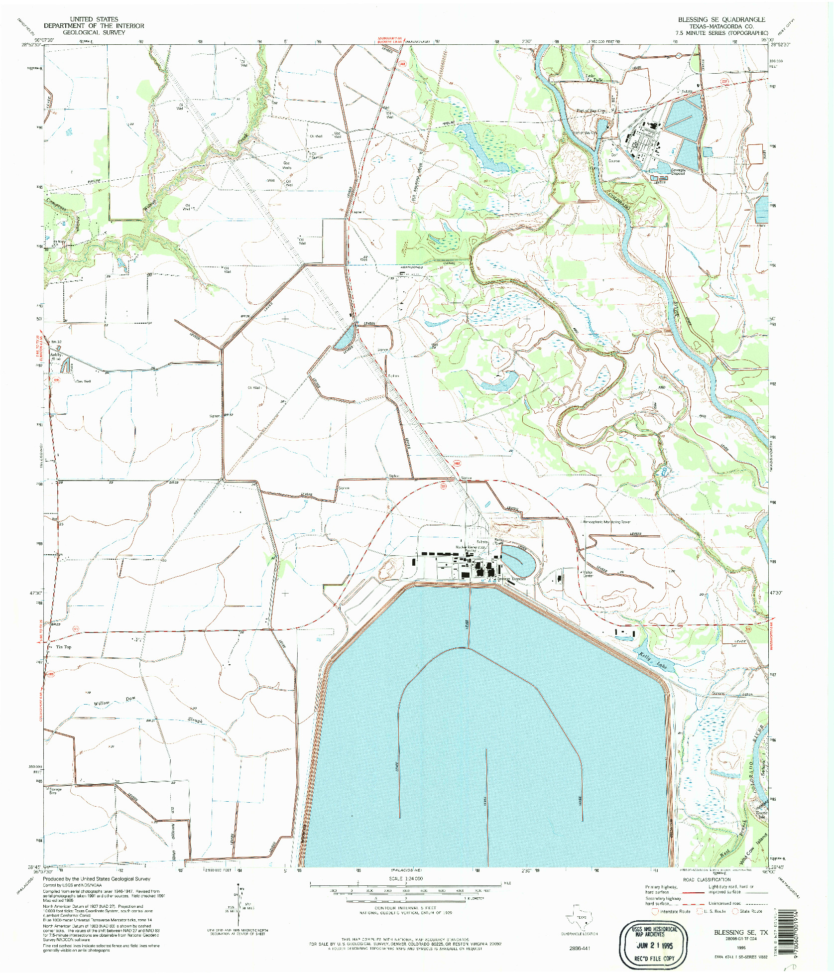 USGS 1:24000-SCALE QUADRANGLE FOR BLESSING SE, TX 1995