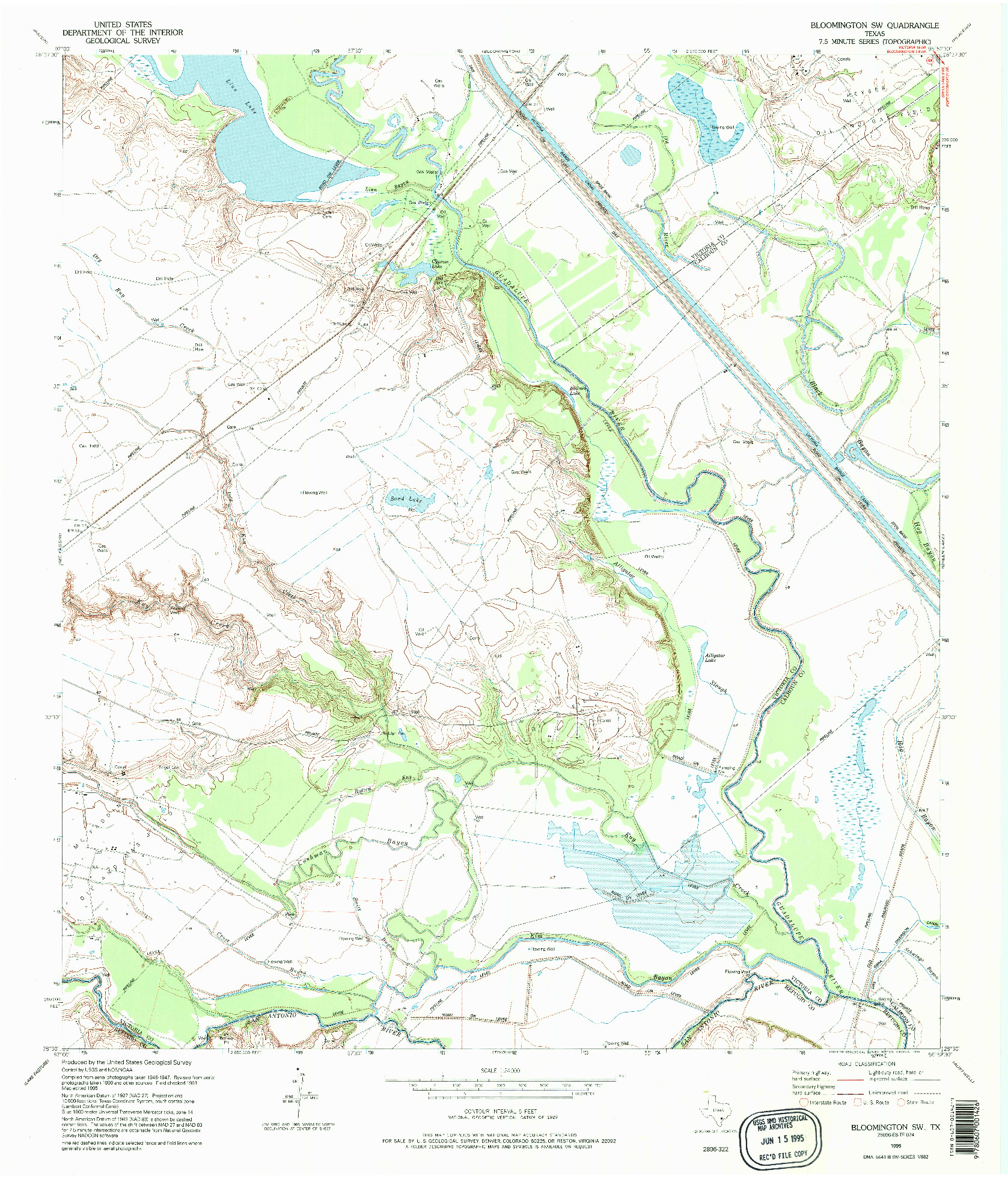 USGS 1:24000-SCALE QUADRANGLE FOR BLOOMINGTON SW, TX 1995