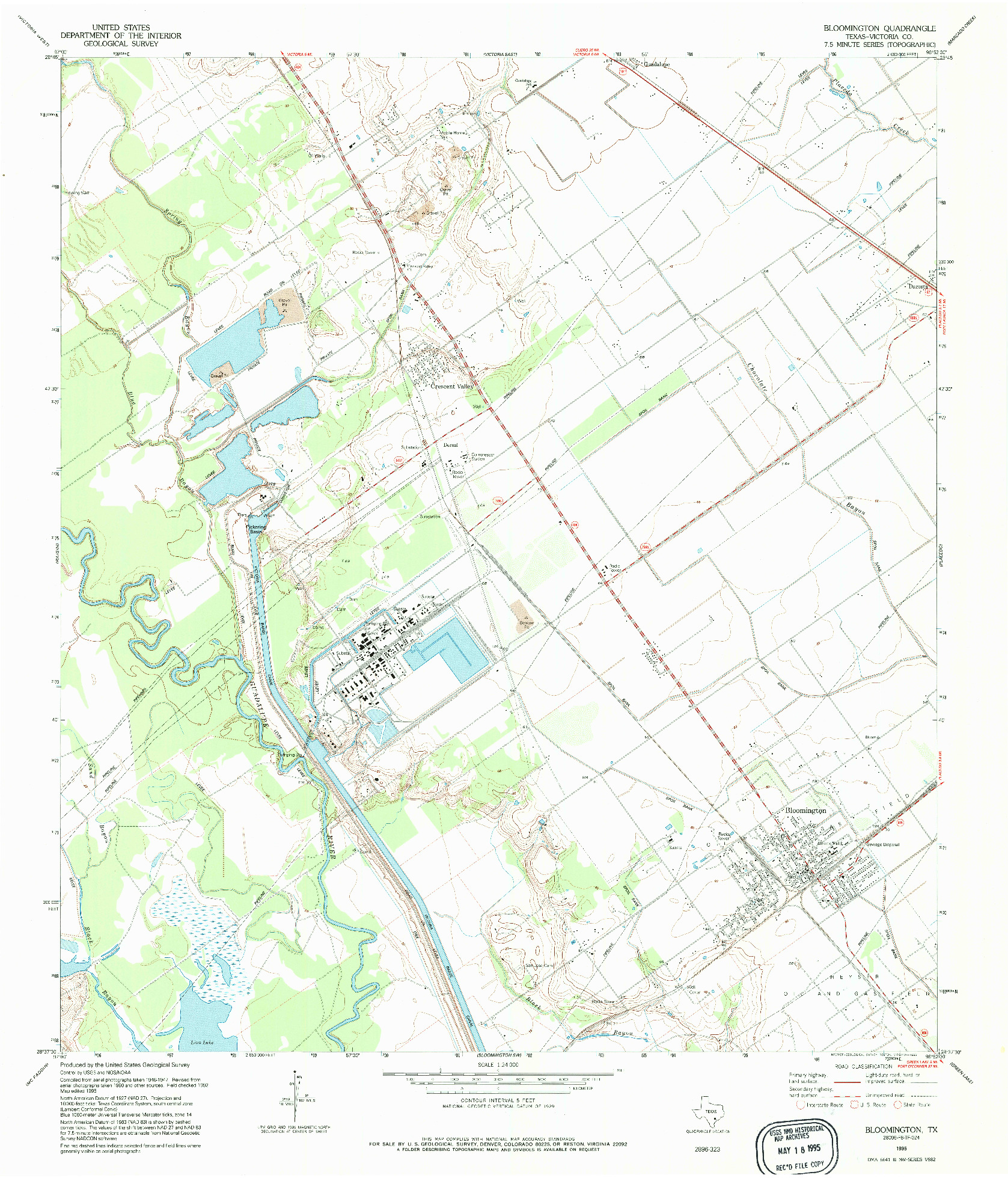 USGS 1:24000-SCALE QUADRANGLE FOR BLOOMINGTON, TX 1995