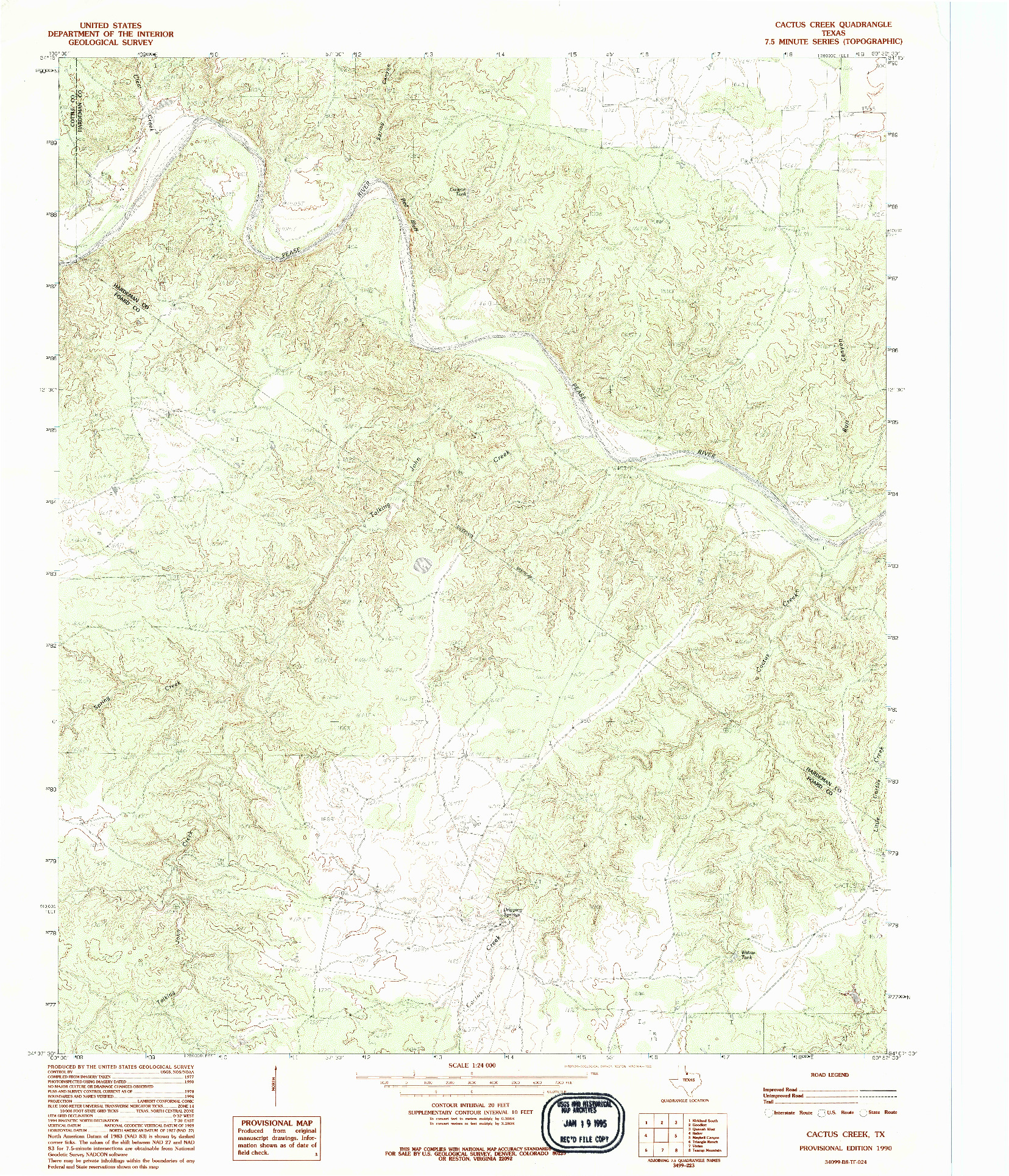USGS 1:24000-SCALE QUADRANGLE FOR CACTUS CREEK, TX 1990