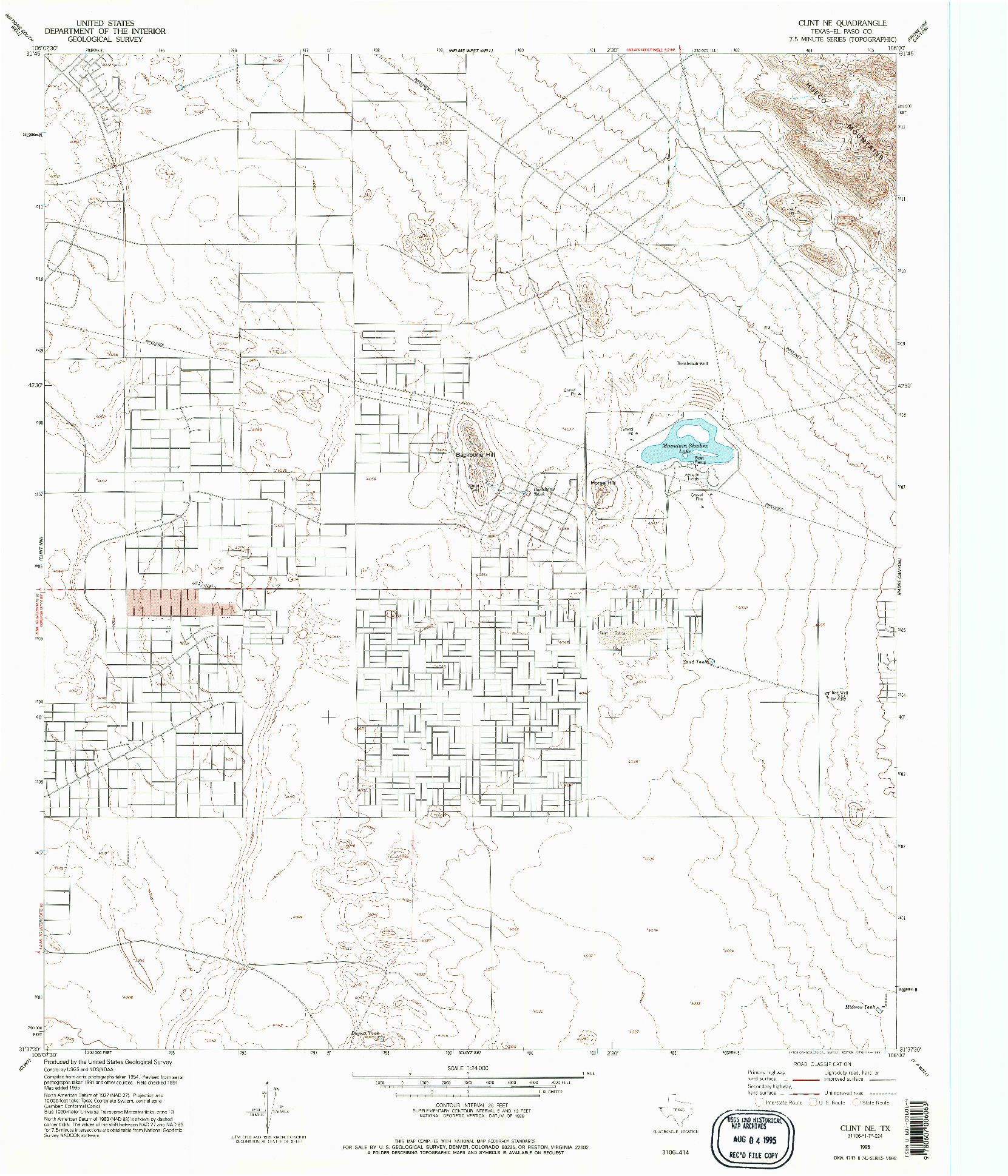 USGS 1:24000-SCALE QUADRANGLE FOR CLINT NE, TX 1995