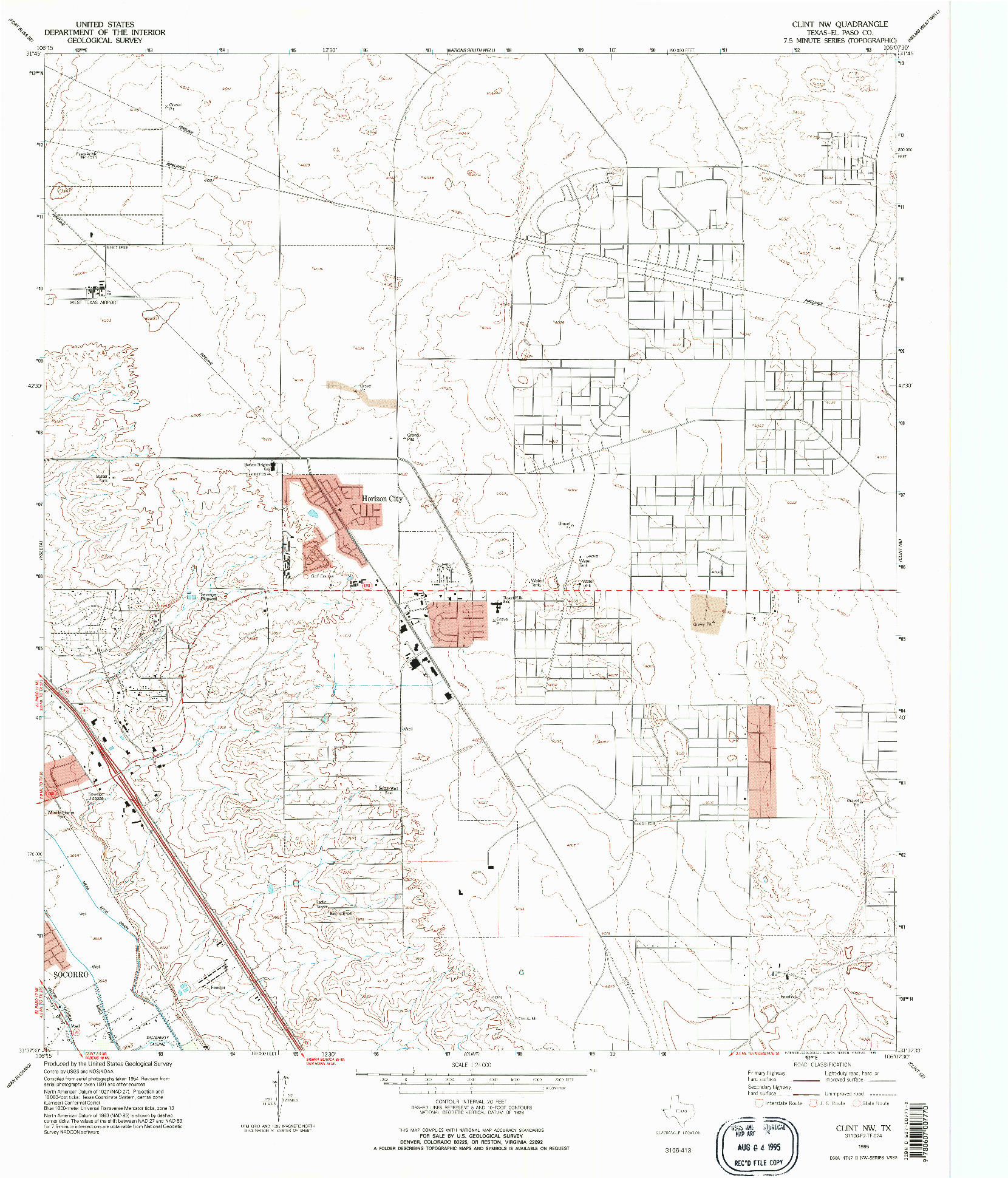 USGS 1:24000-SCALE QUADRANGLE FOR CLINT NW, TX 1995
